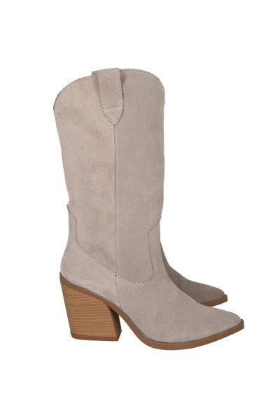 Botas vaqueras piel suede lisas TAUPE