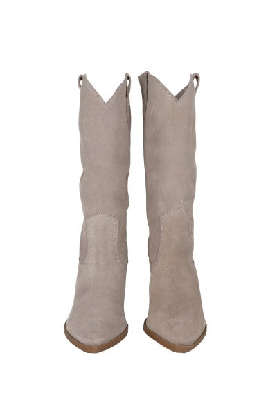 Botas vaqueras piel suede lisas TAUPE