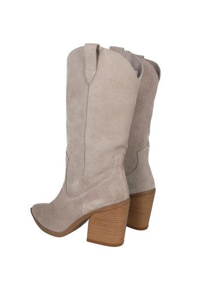 Botas vaqueras piel suede lisas TAUPE