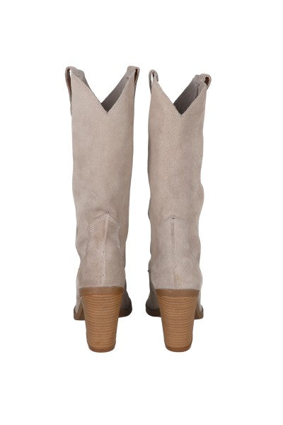 Botas vaqueras piel suede lisas TAUPE