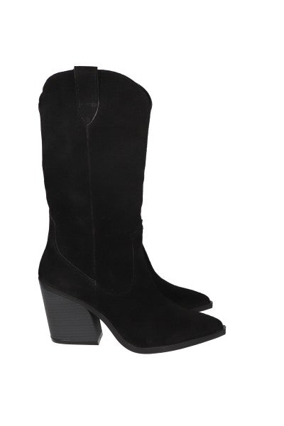 Botas vaqueras piel suede lisas NEGRO