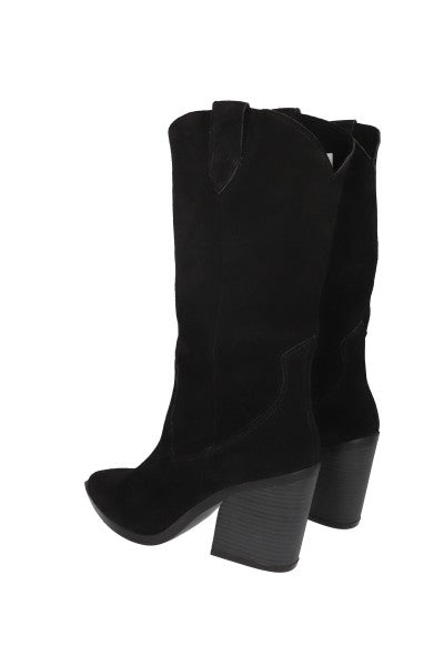 Botas vaqueras piel suede lisas NEGRO