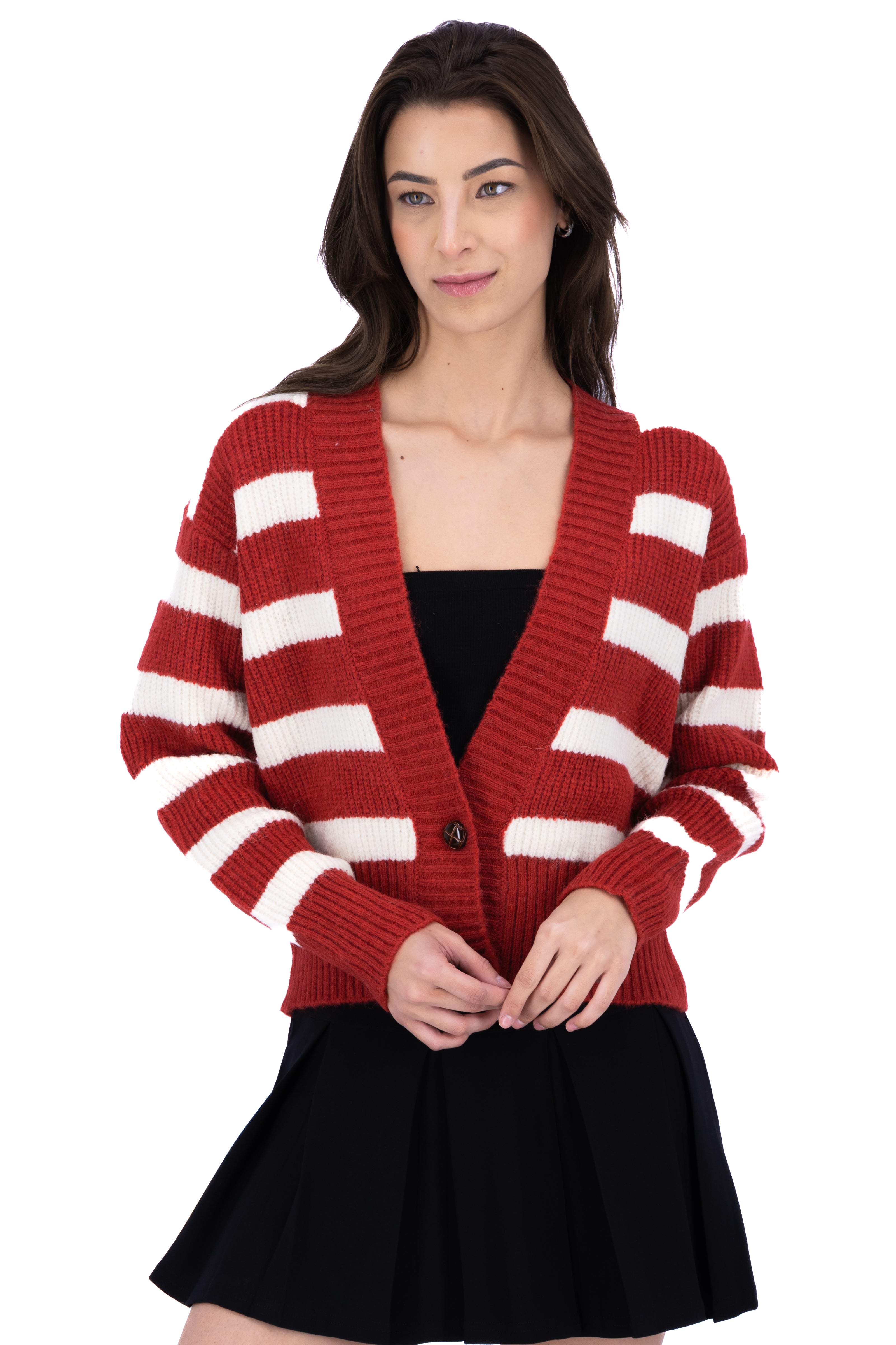 Bicolor lines cardigan Combo red