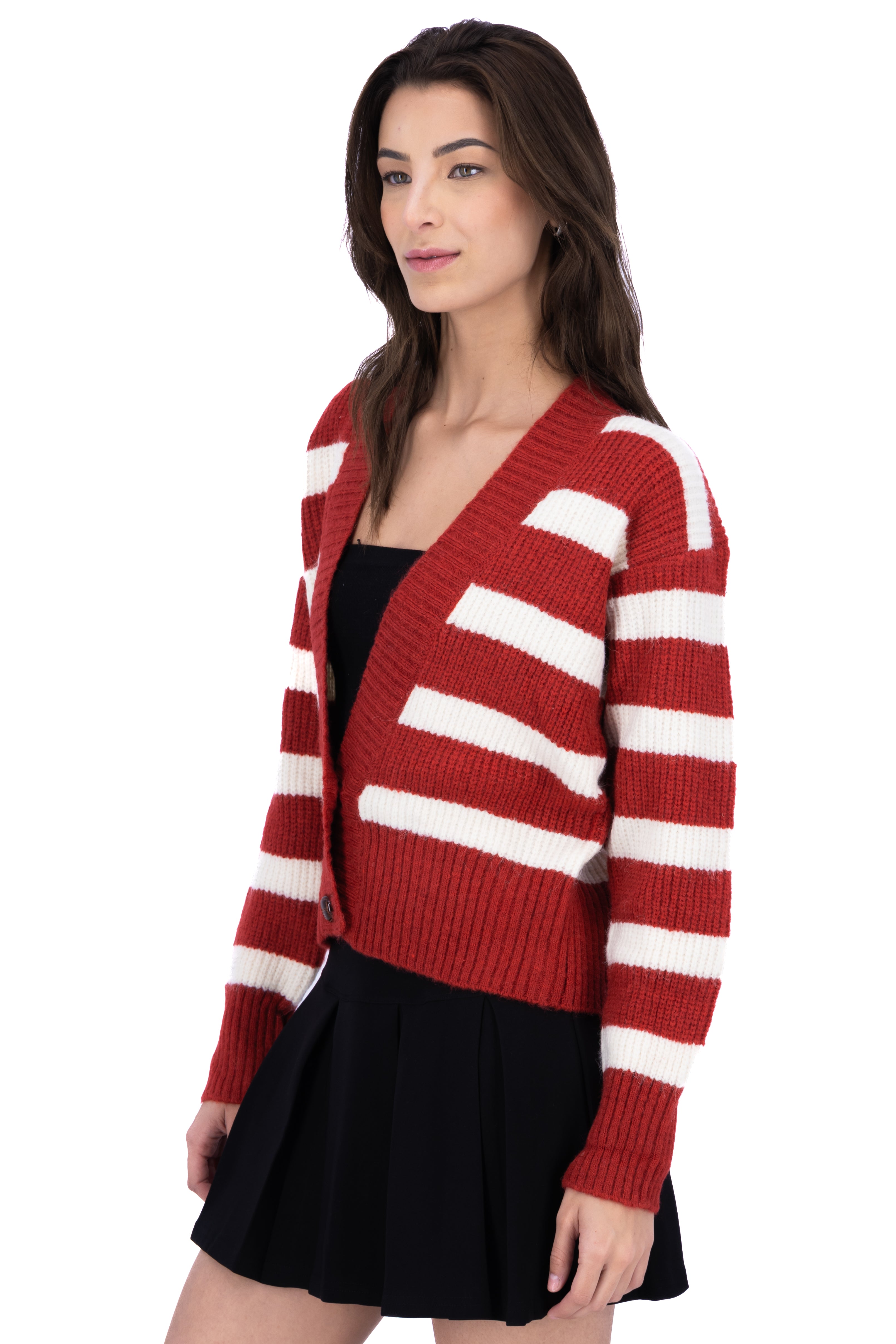 Bicolor lines cardigan Combo red