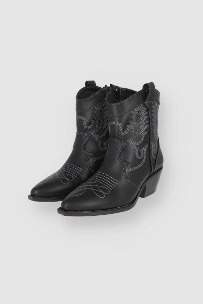 Bota Vaquera Pu Bordado NEGRO