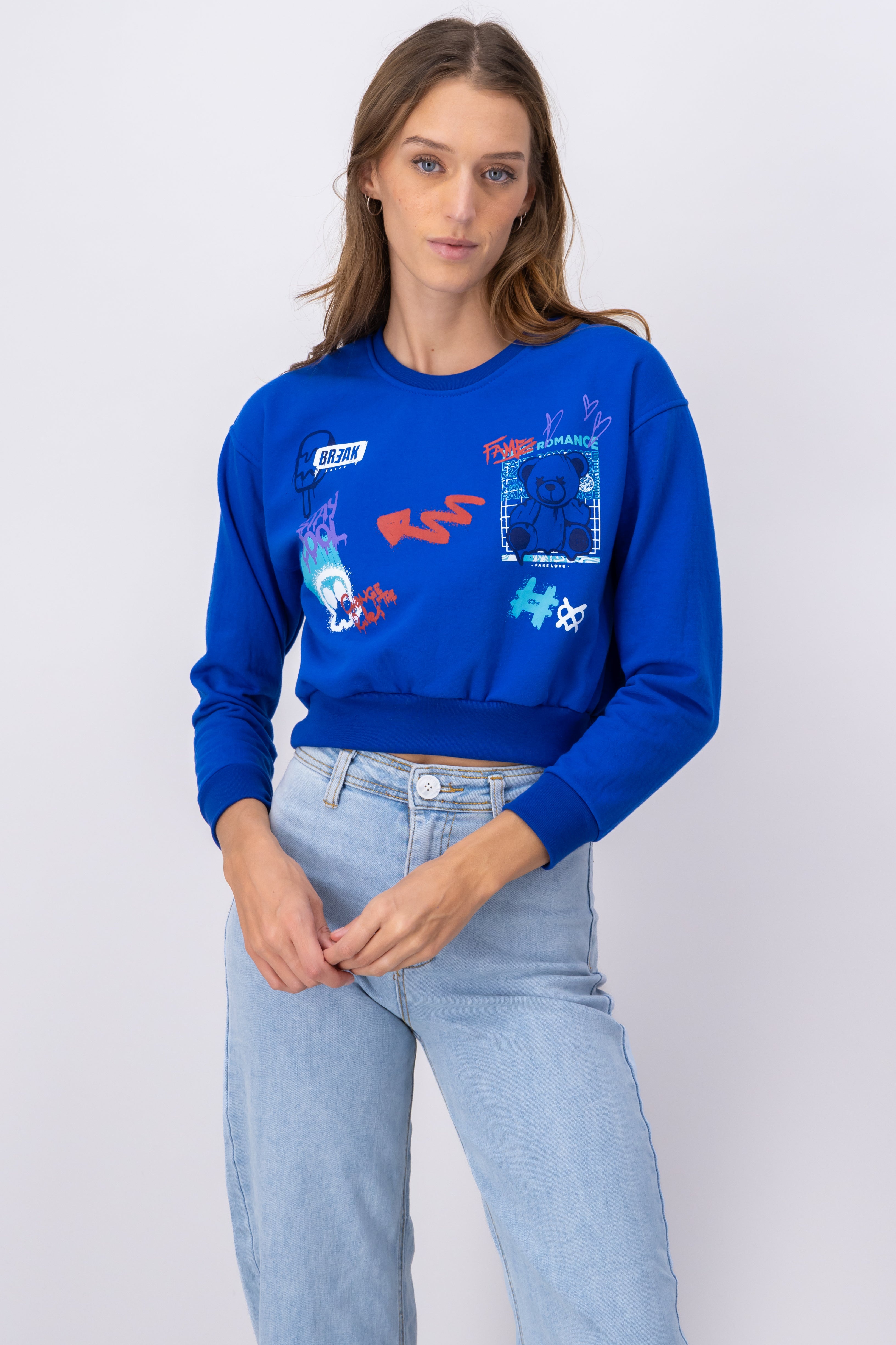 CROP GRAFITI sweatshirt King blue