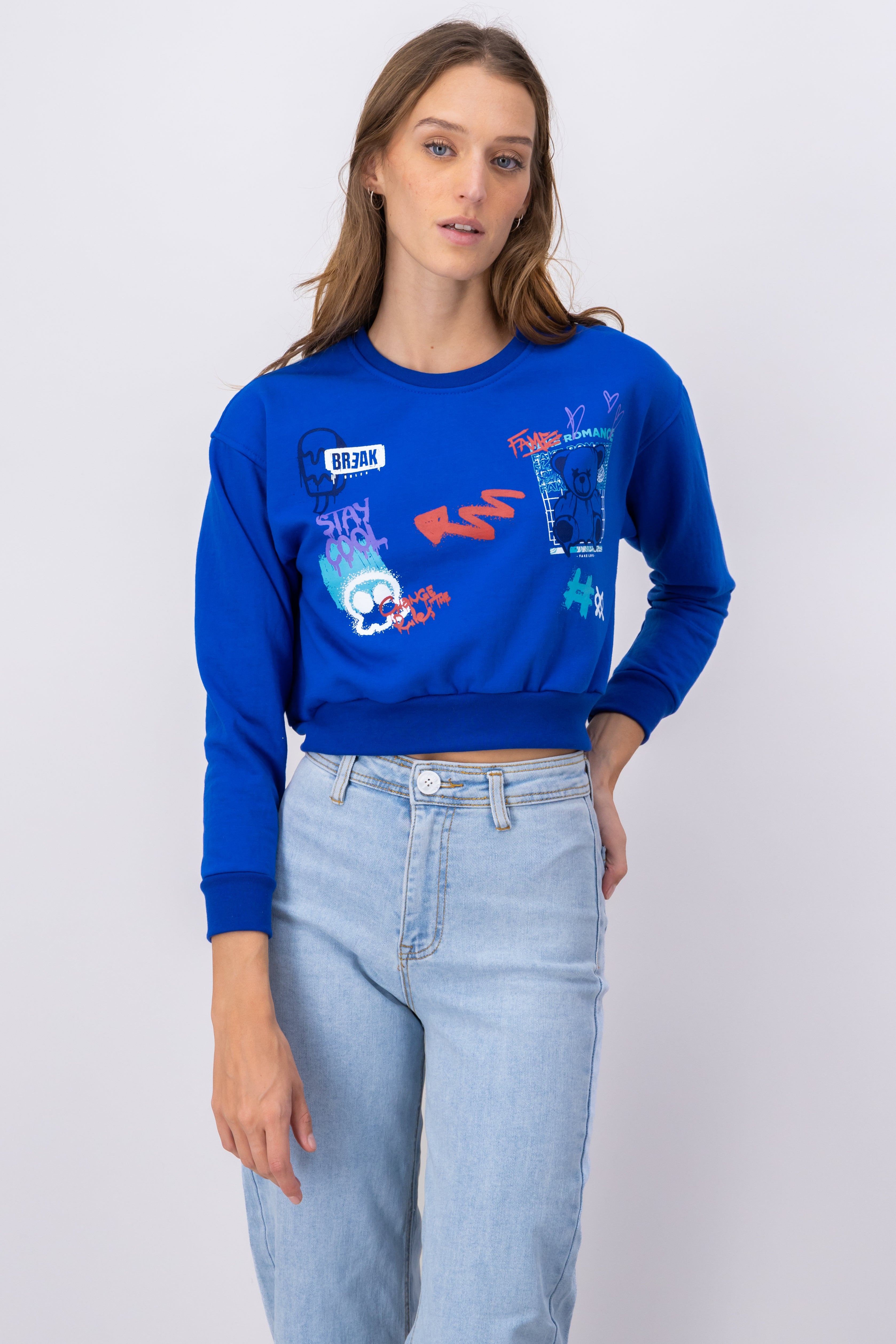 CROP GRAFITI sweatshirt King blue