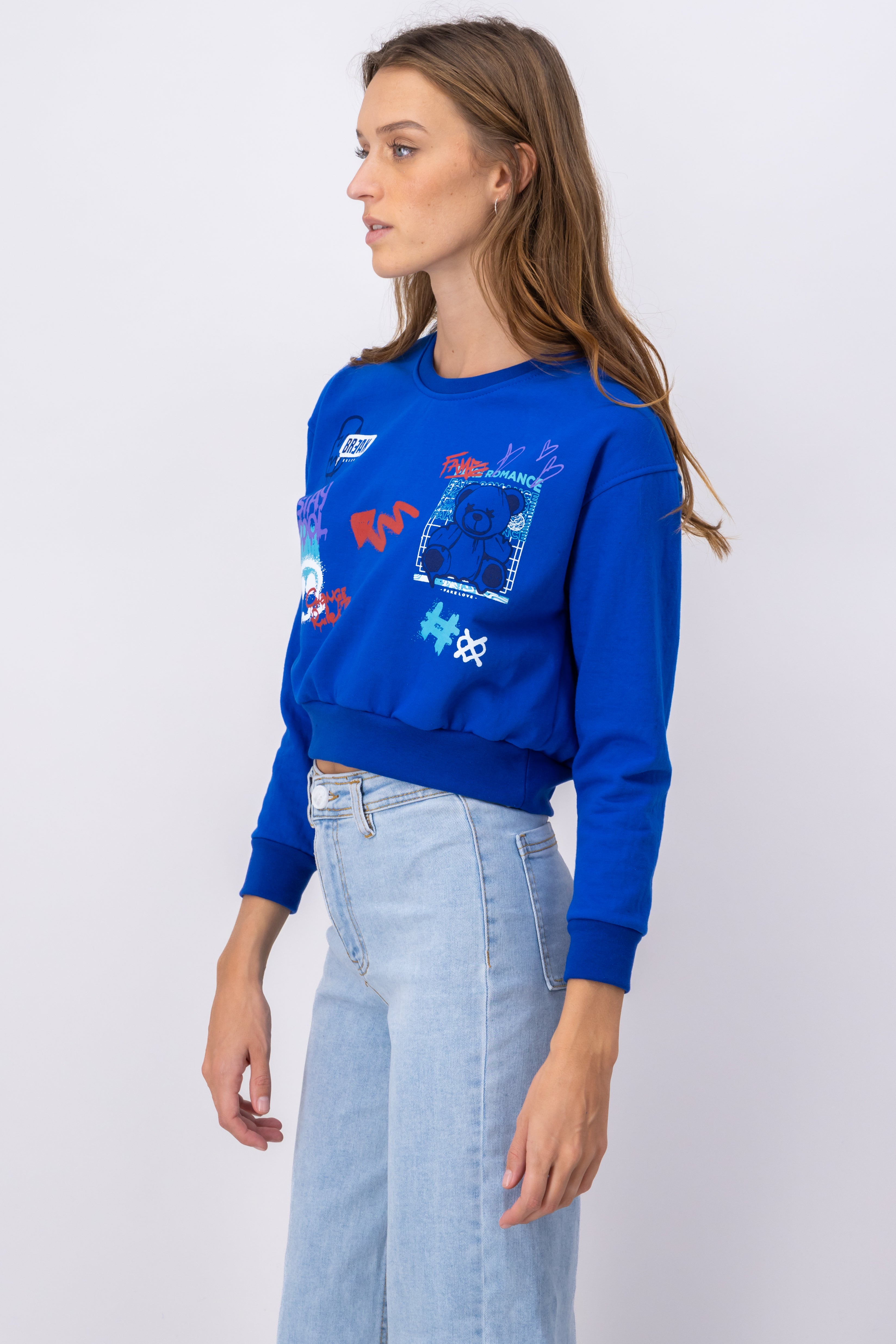 CROP GRAFITI sweatshirt King blue