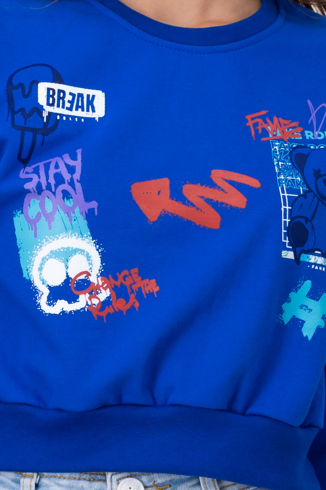 CROP GRAFITI sweatshirt King blue