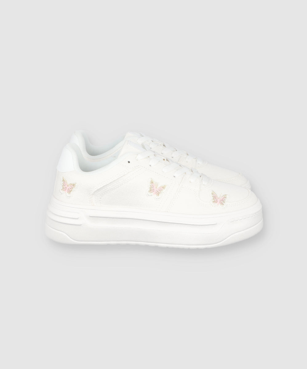 Tenis Casual Denim Mariposas BLANCO