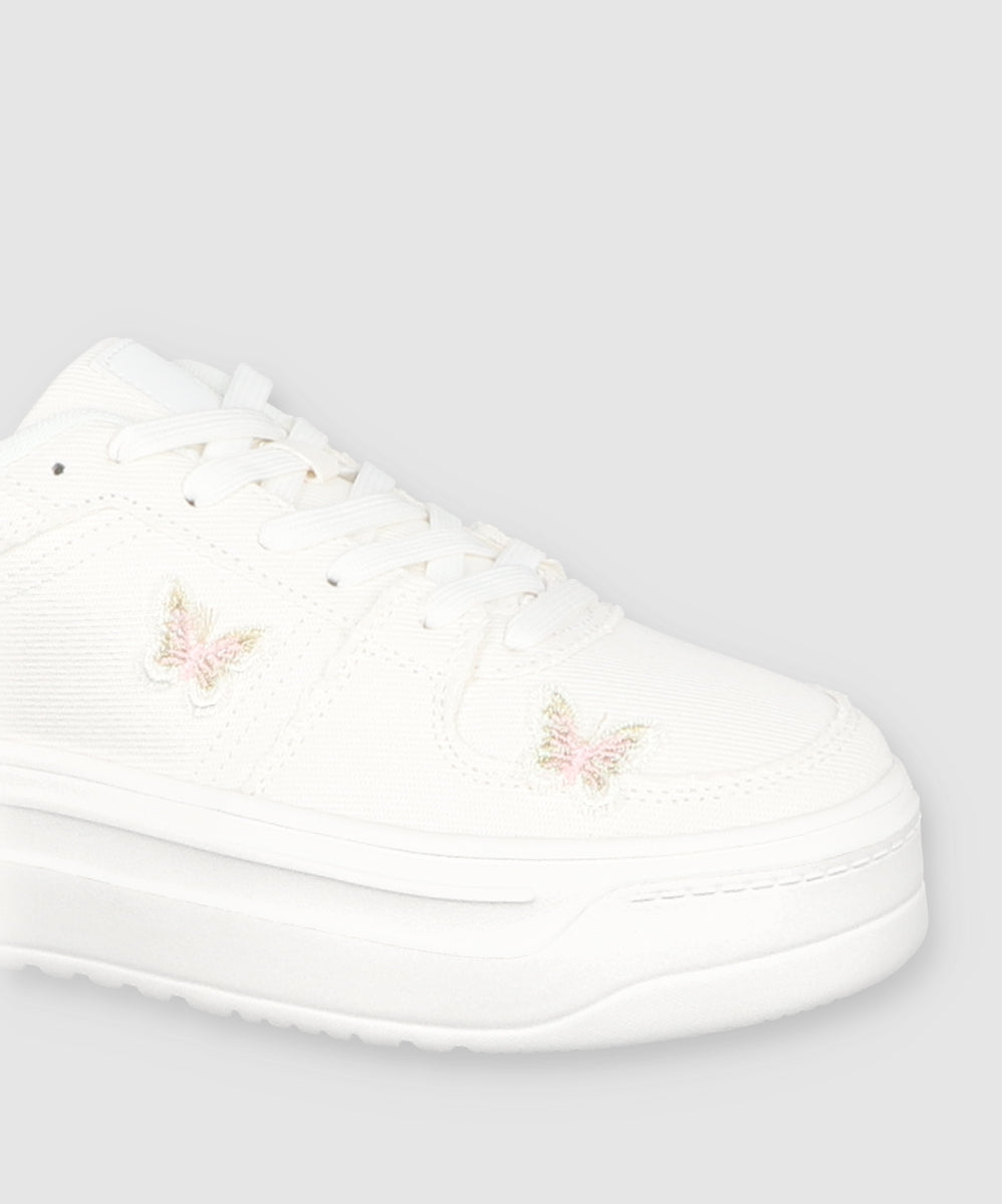 Tenis Casual Denim Mariposas BLANCO