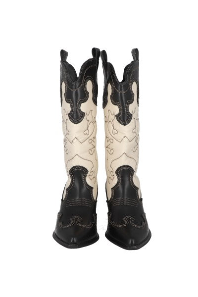 Botas vaqueras bicolor costuras NEGRO