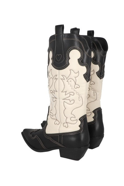 Botas vaqueras bicolor costuras NEGRO