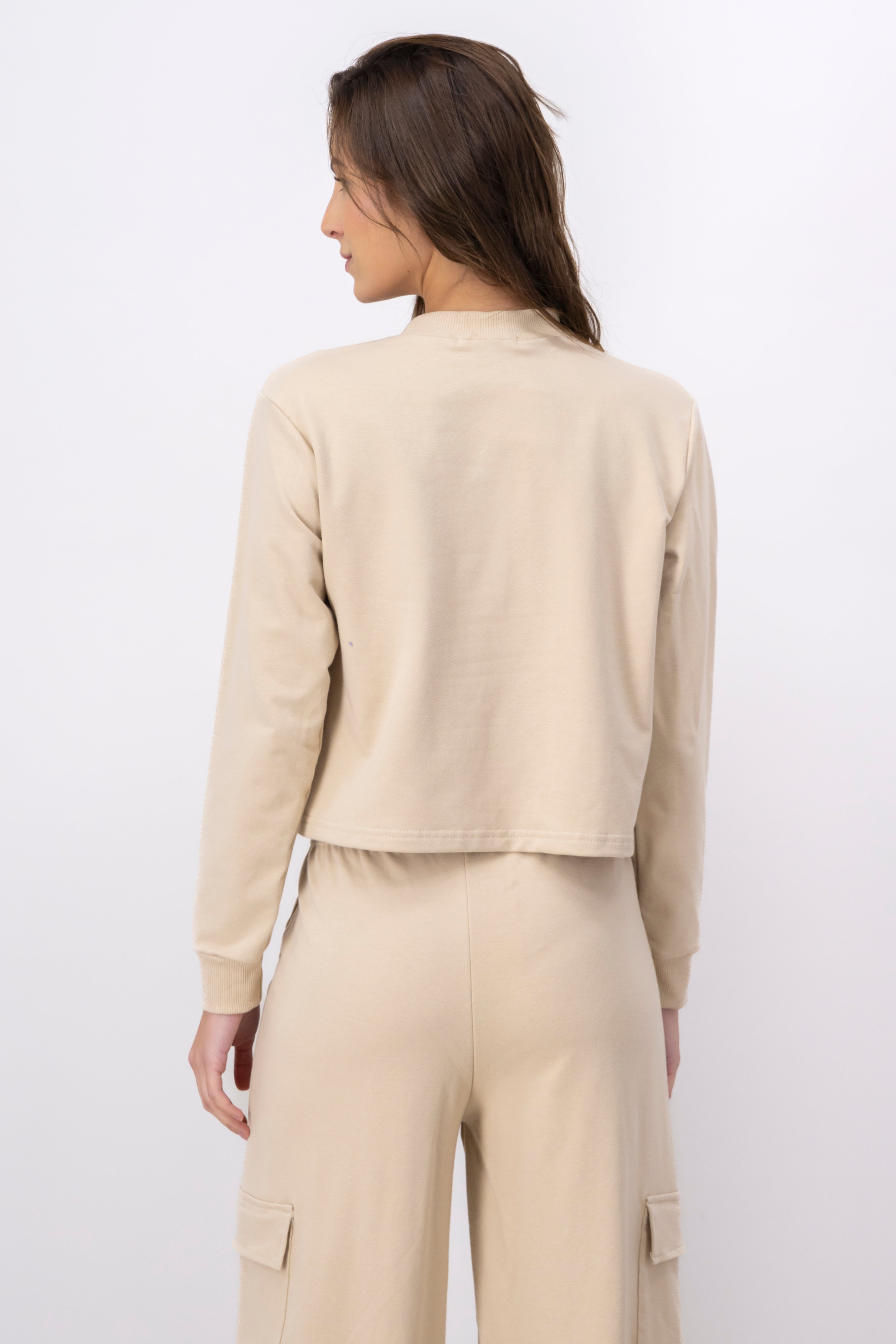 Crop Boxy New York sweatshirt BEIGE