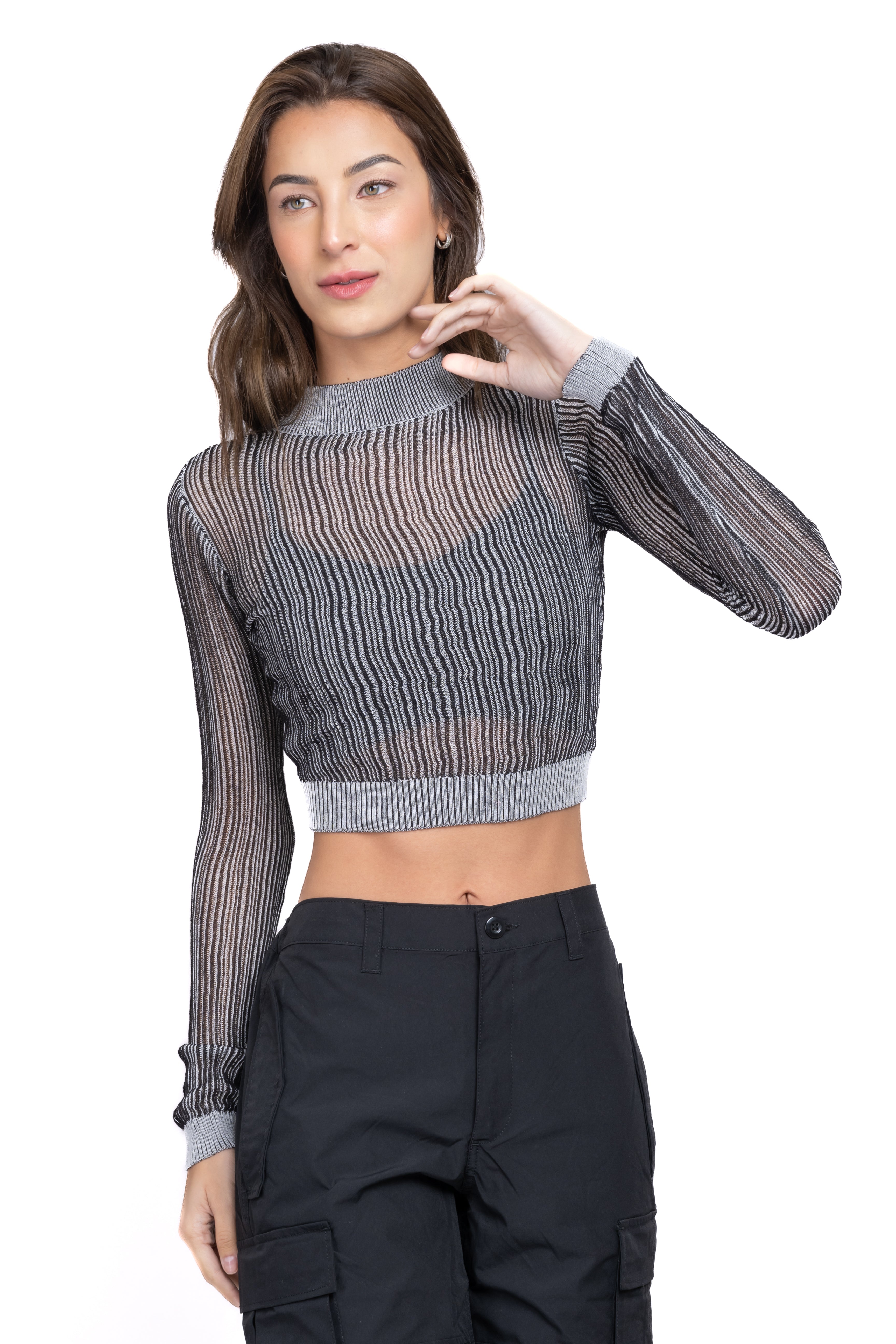 TOP MESH BRIGHTEES Gray Combo