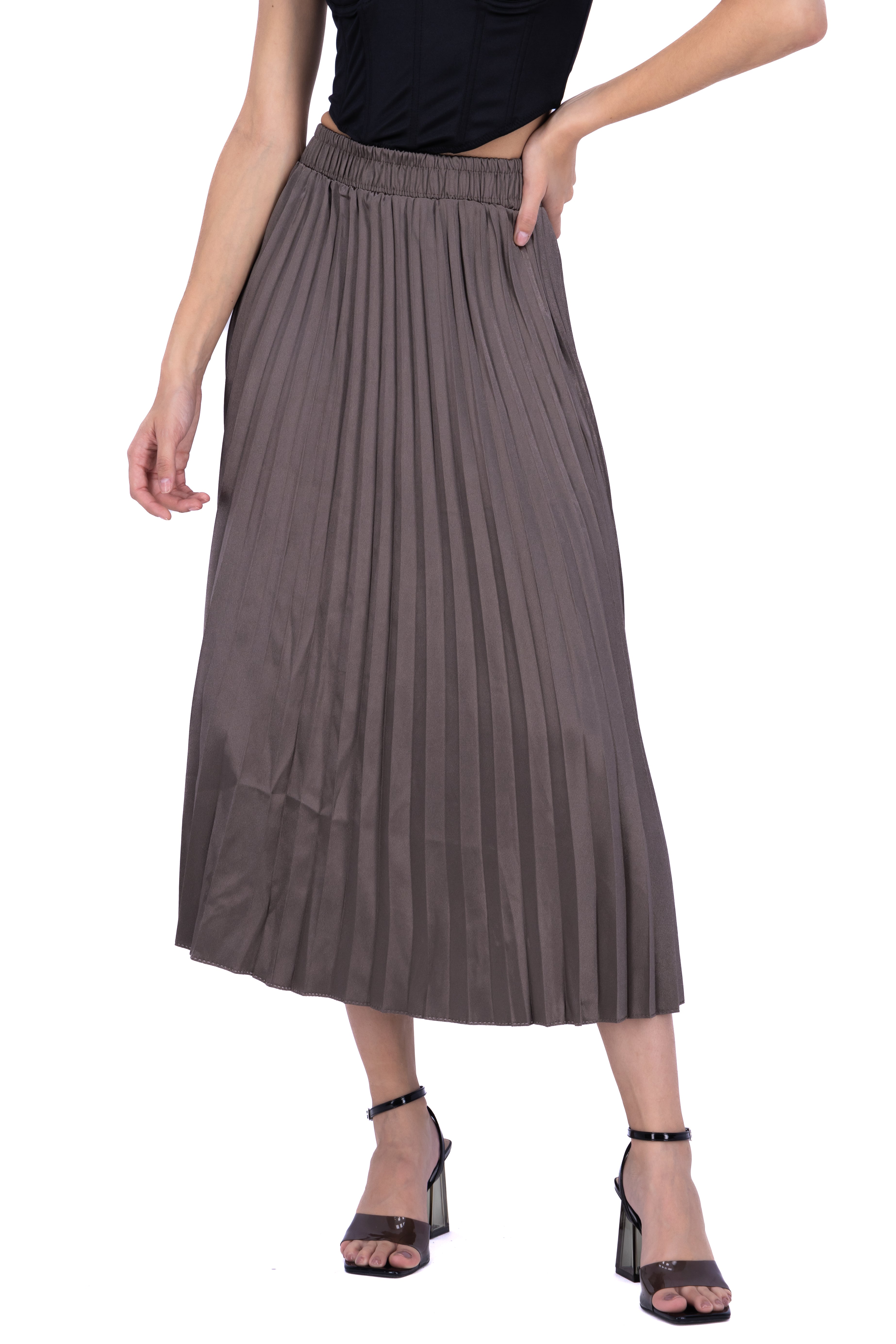 Midi Skirt Slishes Lisa Dark gray