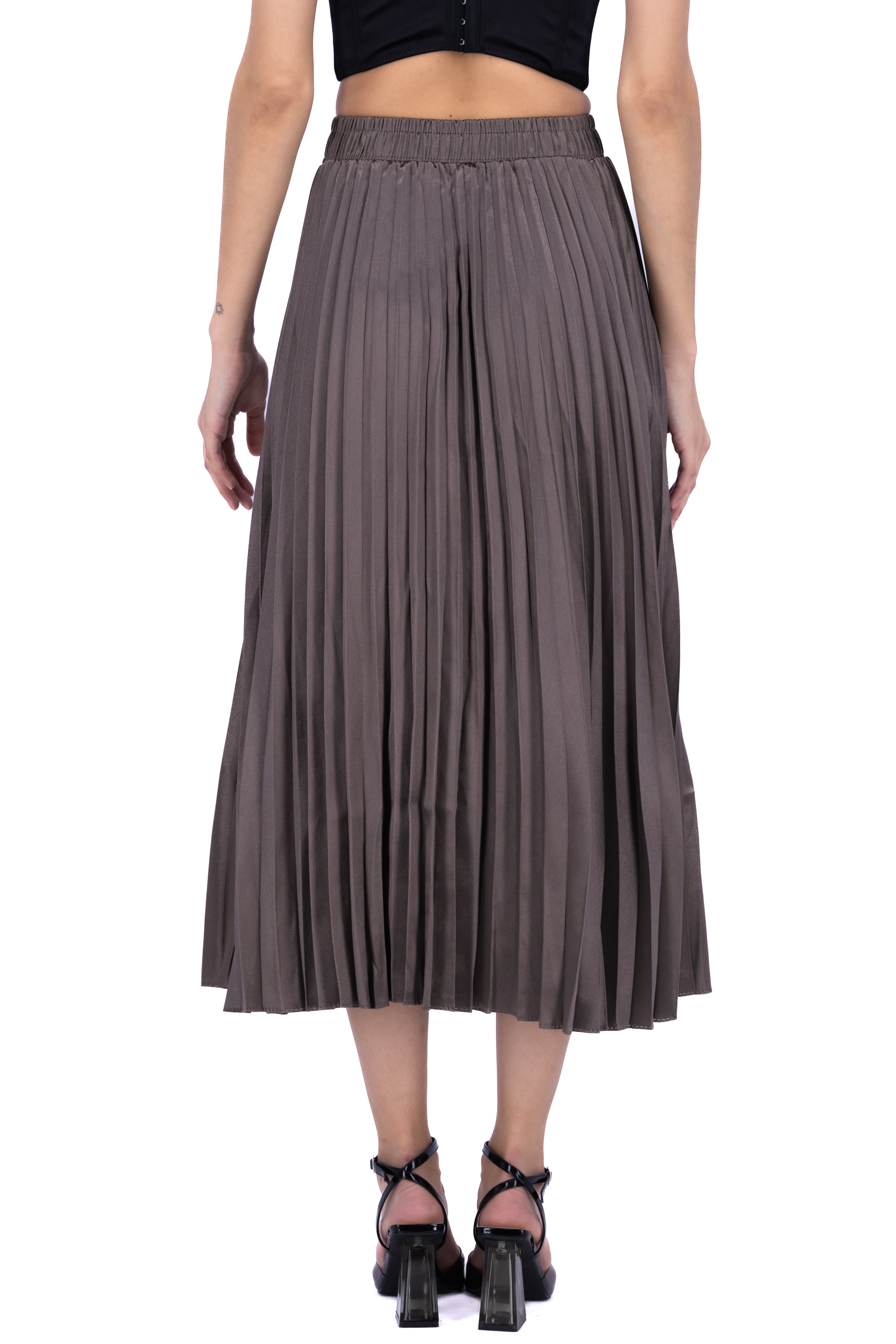 Midi Skirt Slishes Lisa Dark gray