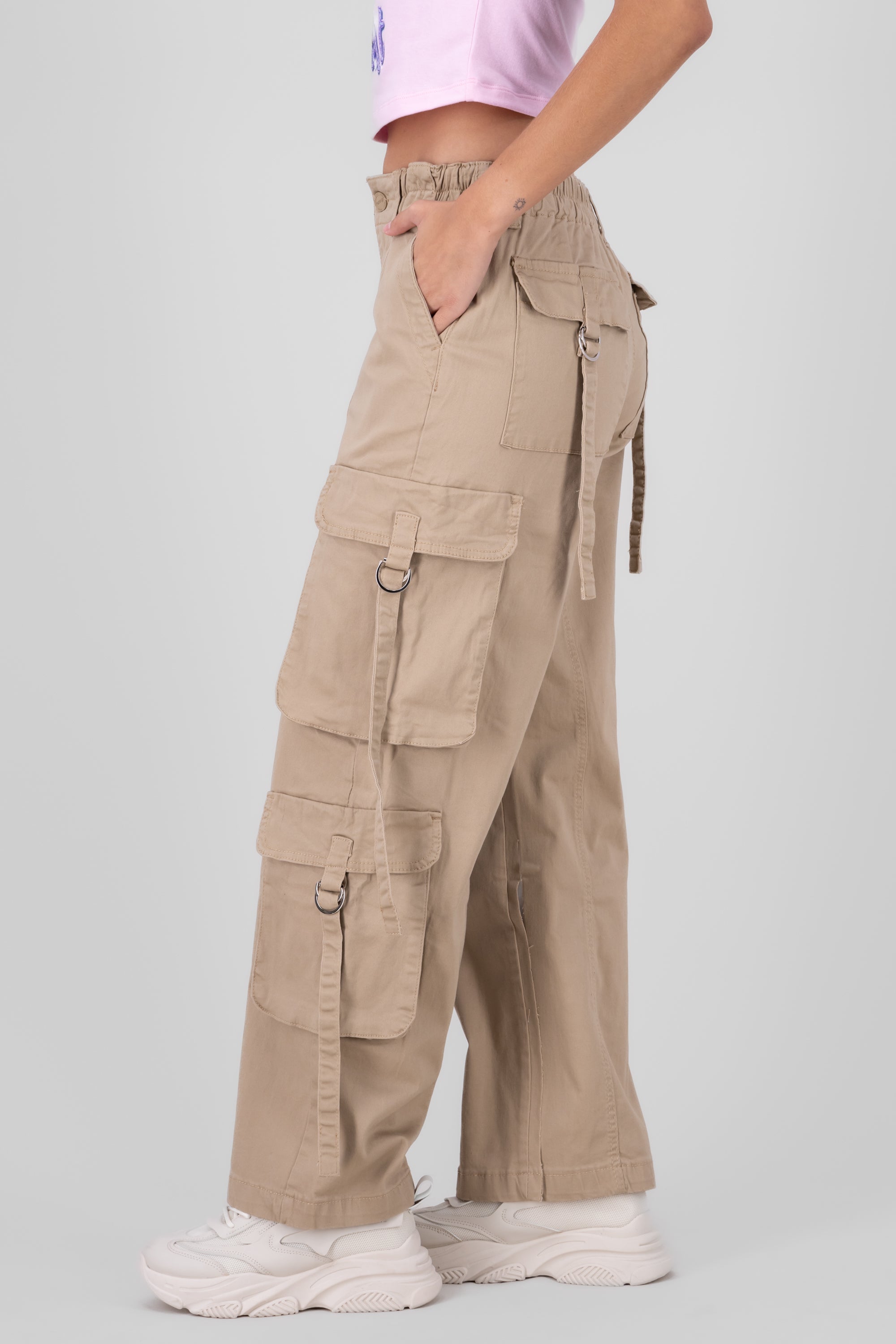 Jeans Cargo 3 Bolsas Tiras KHAKI