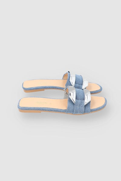 Sandalia Pala Hebilla Denim PLATA