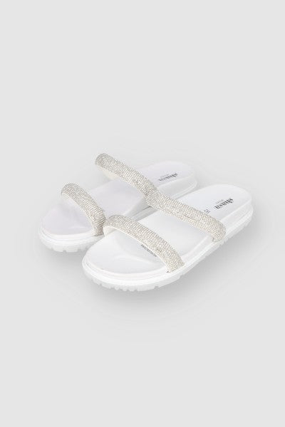 Sandalia Chunky Tiras Brillos BLANCO