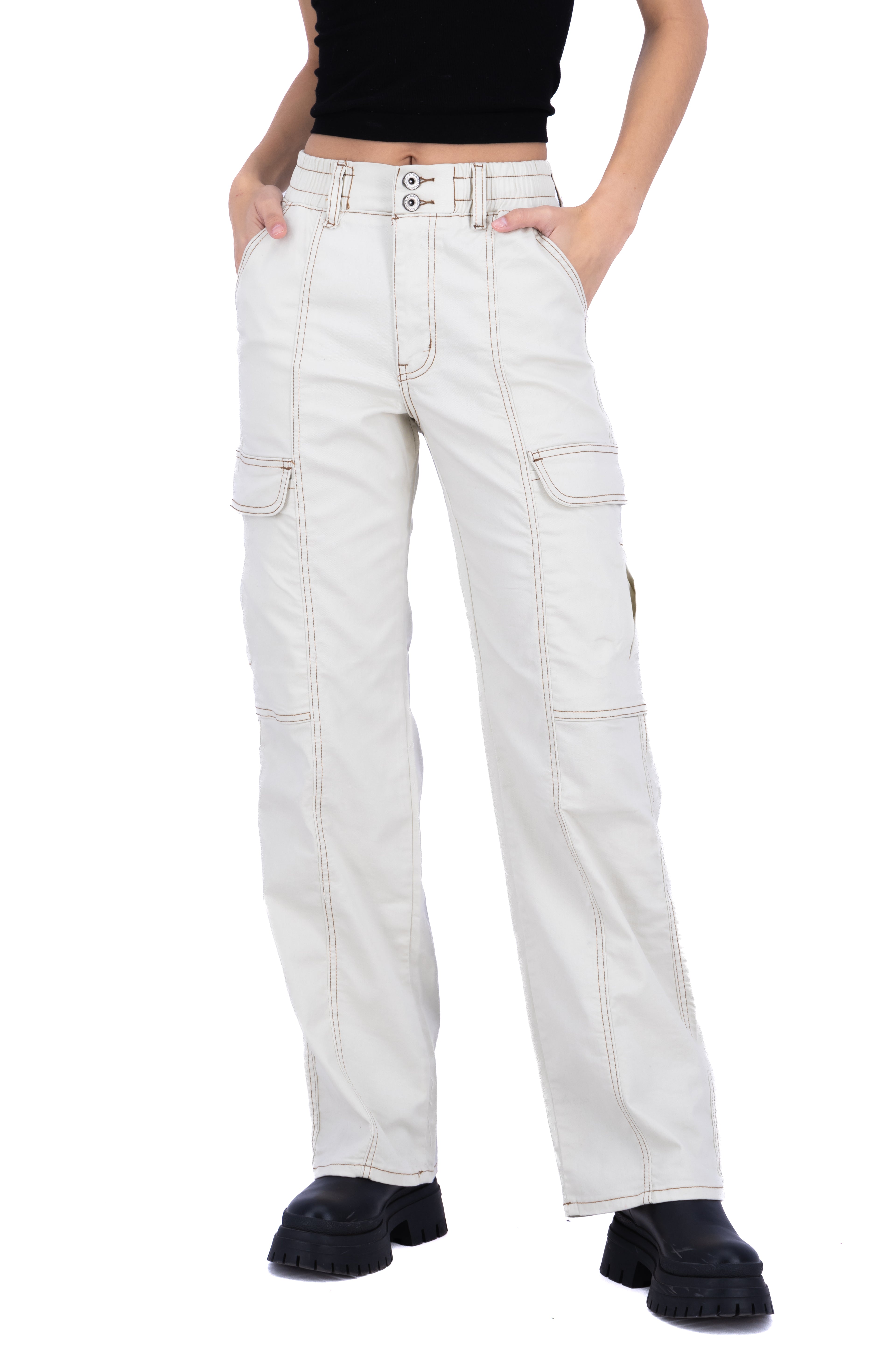 Pantalón cargo cintura elástico BEIGE