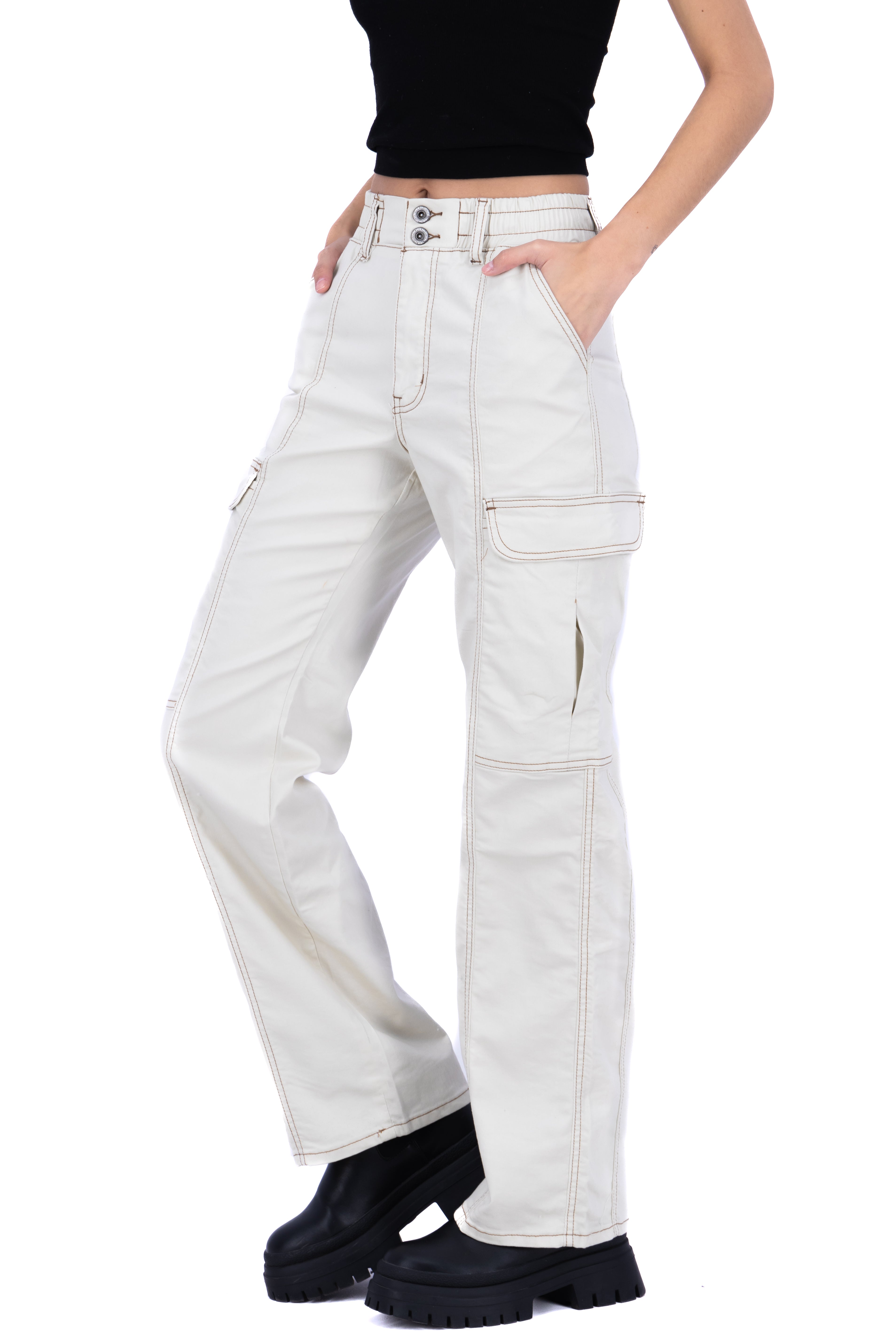 Pantalón cargo cintura elástico BEIGE