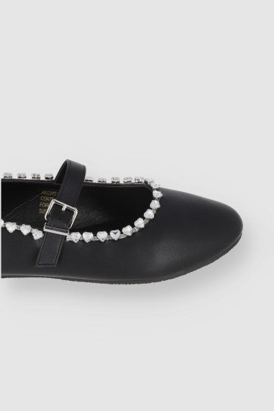 Flat Mary Jane Brillos Gota NEGRO