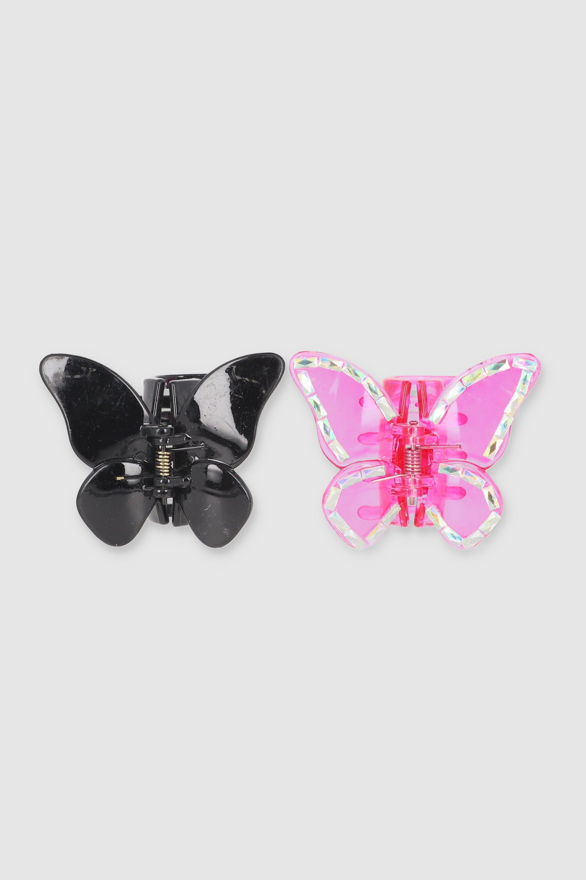2 P PINZA MARIPOSA BRILLOS ROSA