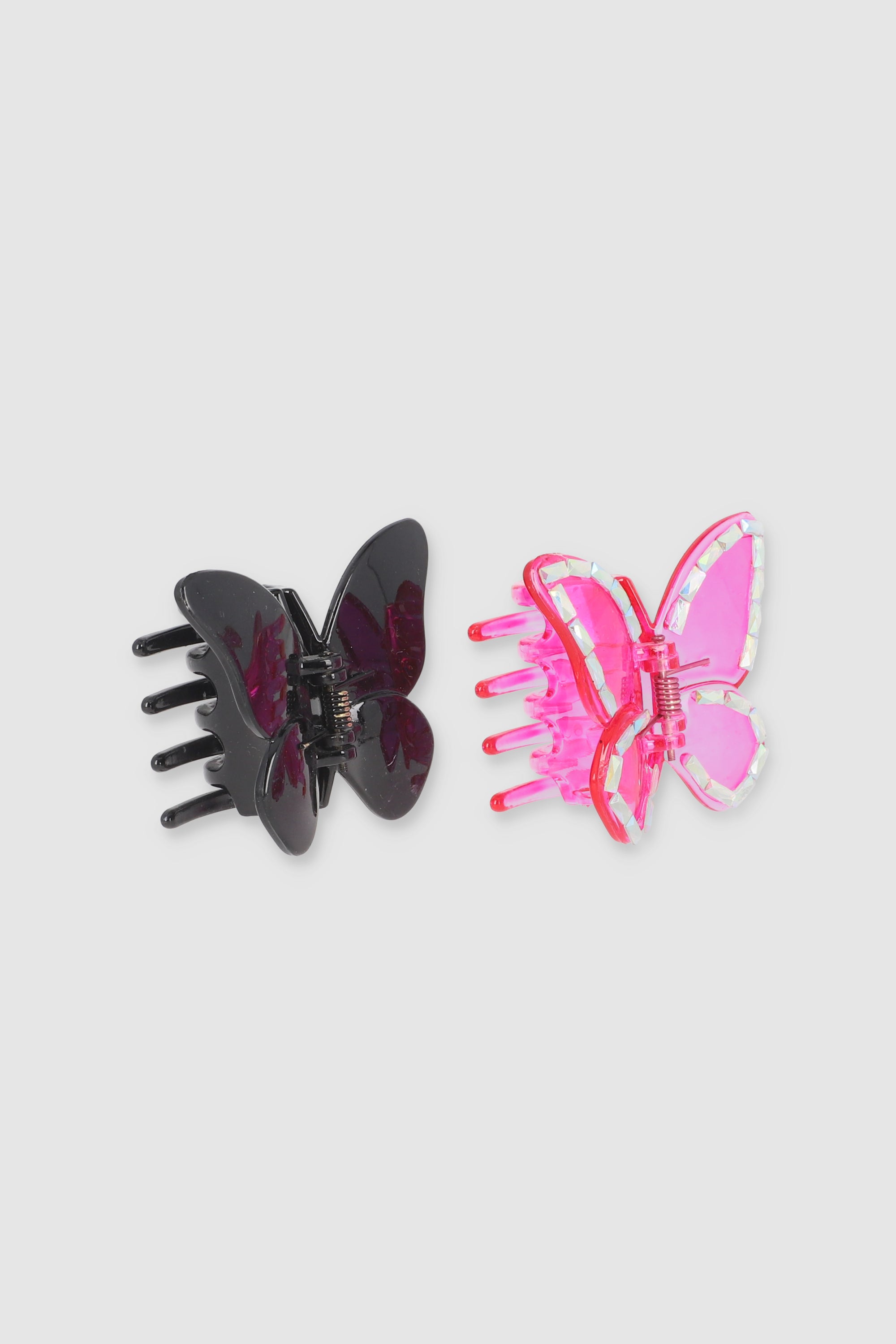 2 P PINZA MARIPOSA BRILLOS ROSA
