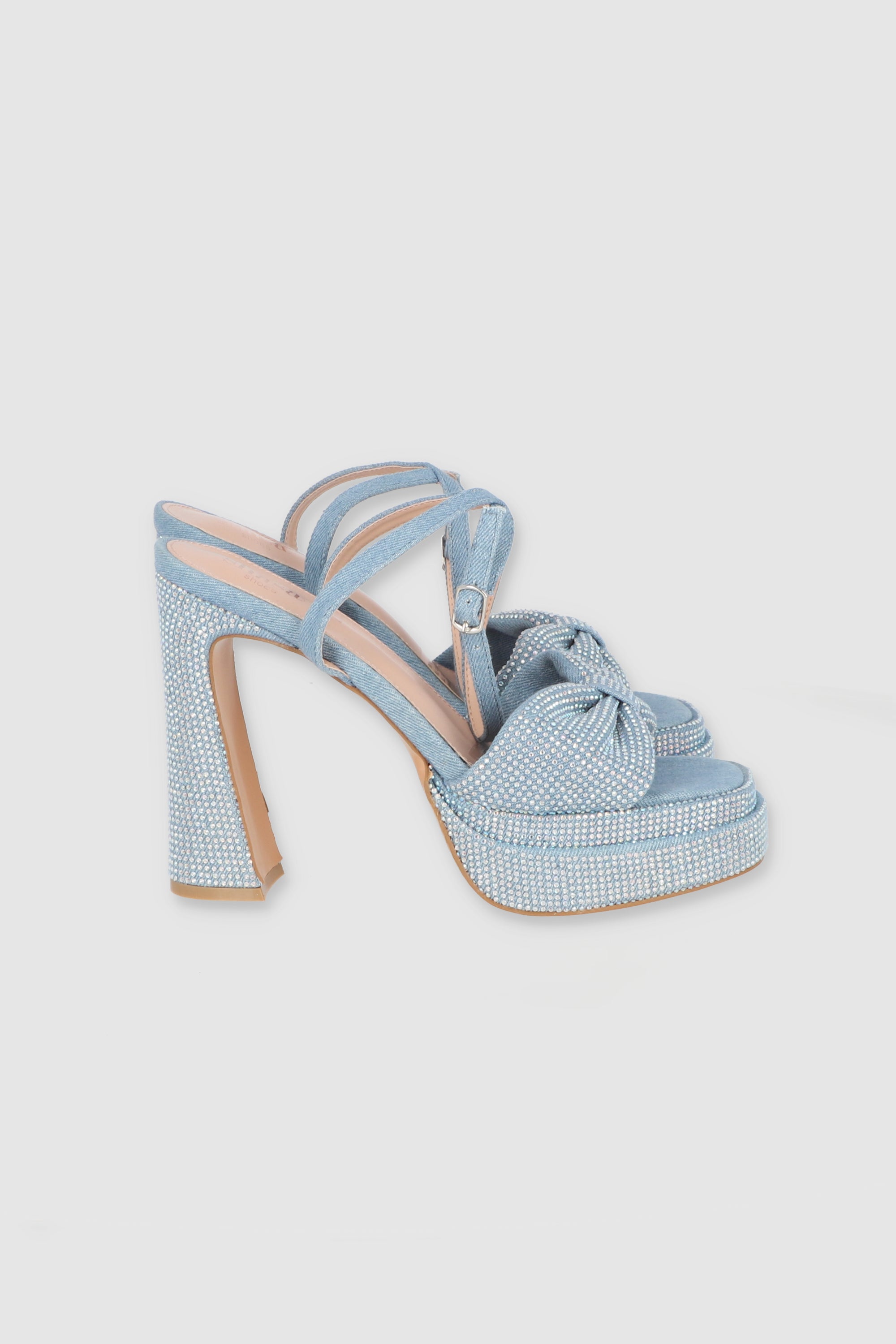 Moño glitter platform heel Light Wash