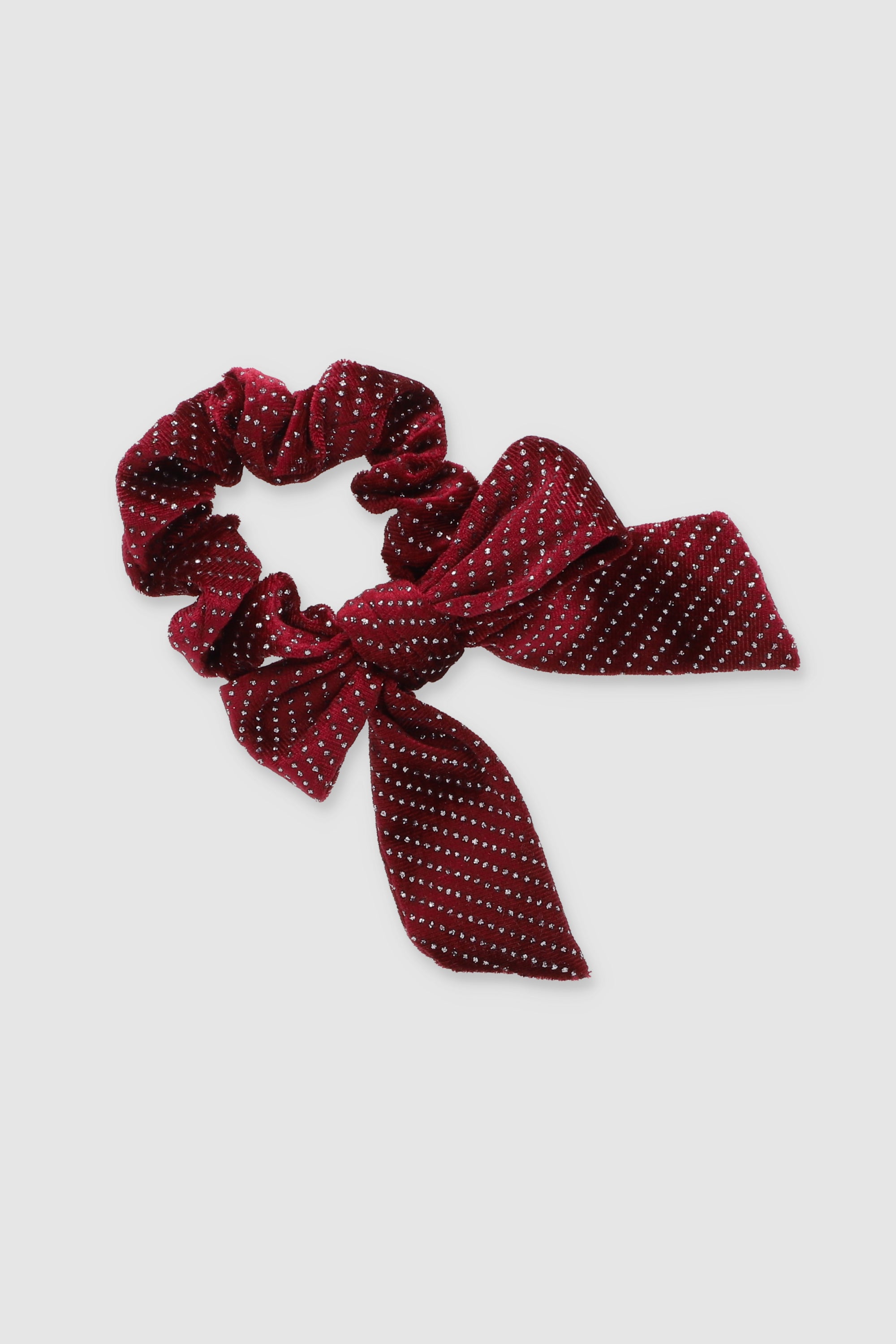 Scrunchie moño terciopelo brillos ROJO QUEMADO