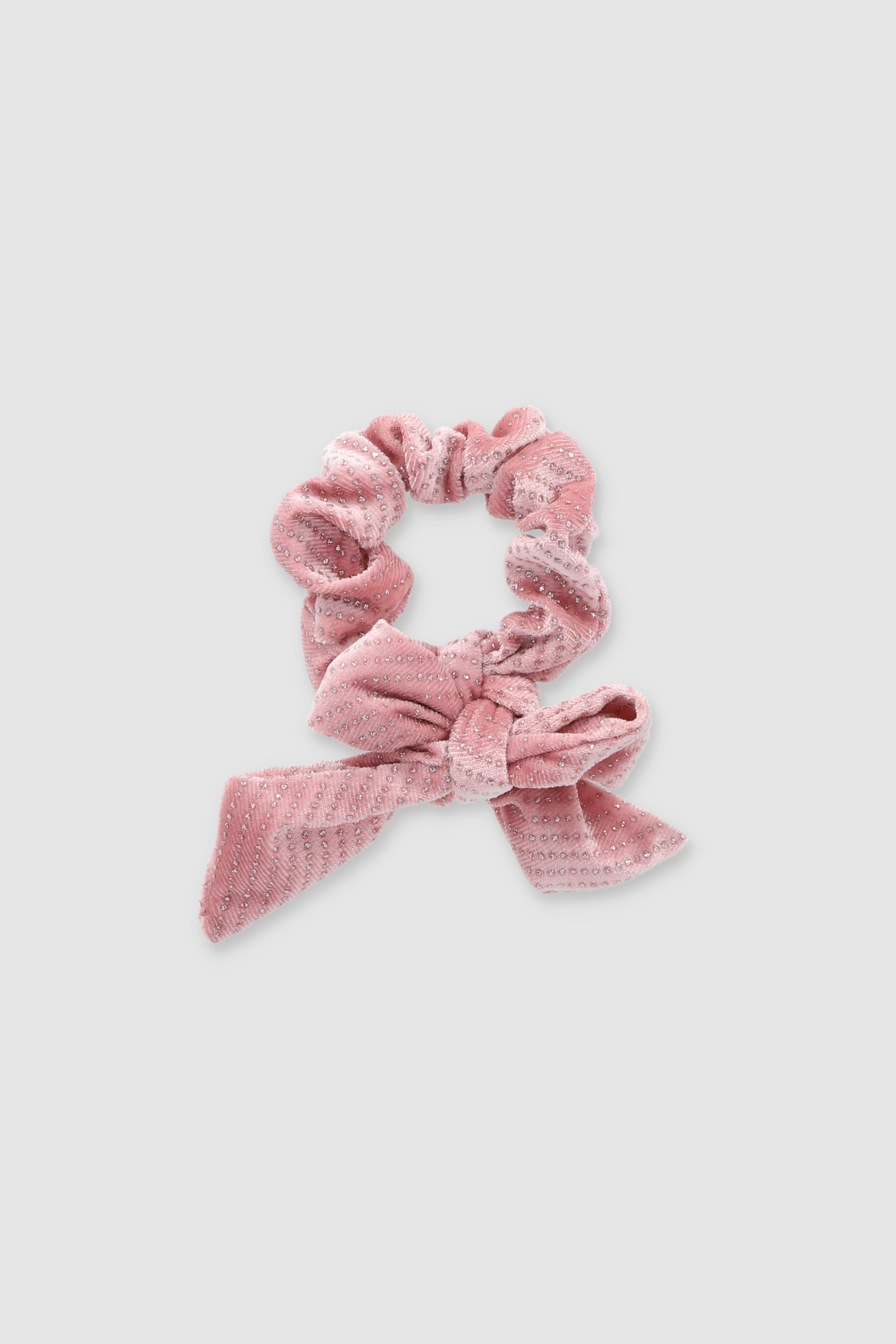 Scrunchie moño terciopelo brillos PALO DE ROSA