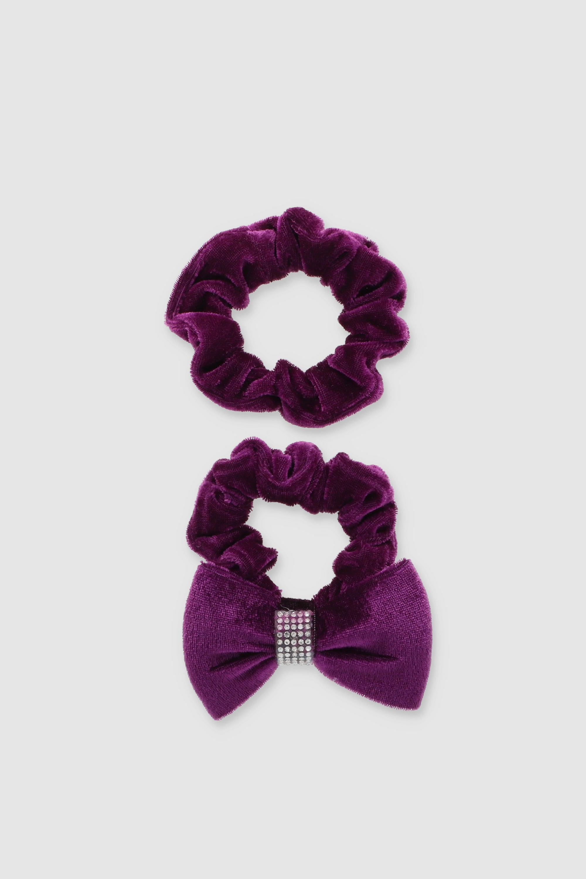 Set 2 scrunchie tercipelo brillos MORADO