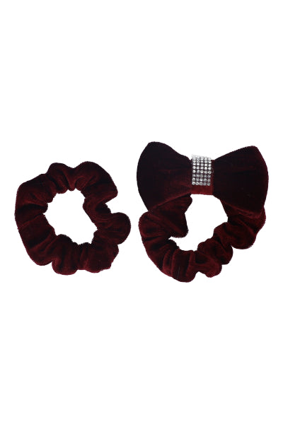 Set 2 scrunchie tercipelo brillos VINO