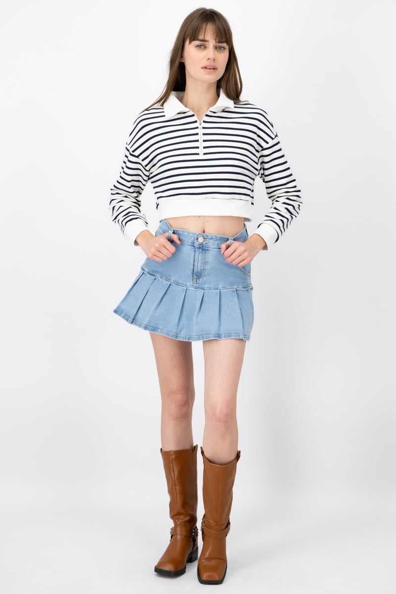 Denim mini table skirt BleACHED