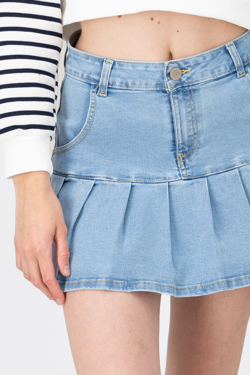 Denim mini table skirt BleACHED