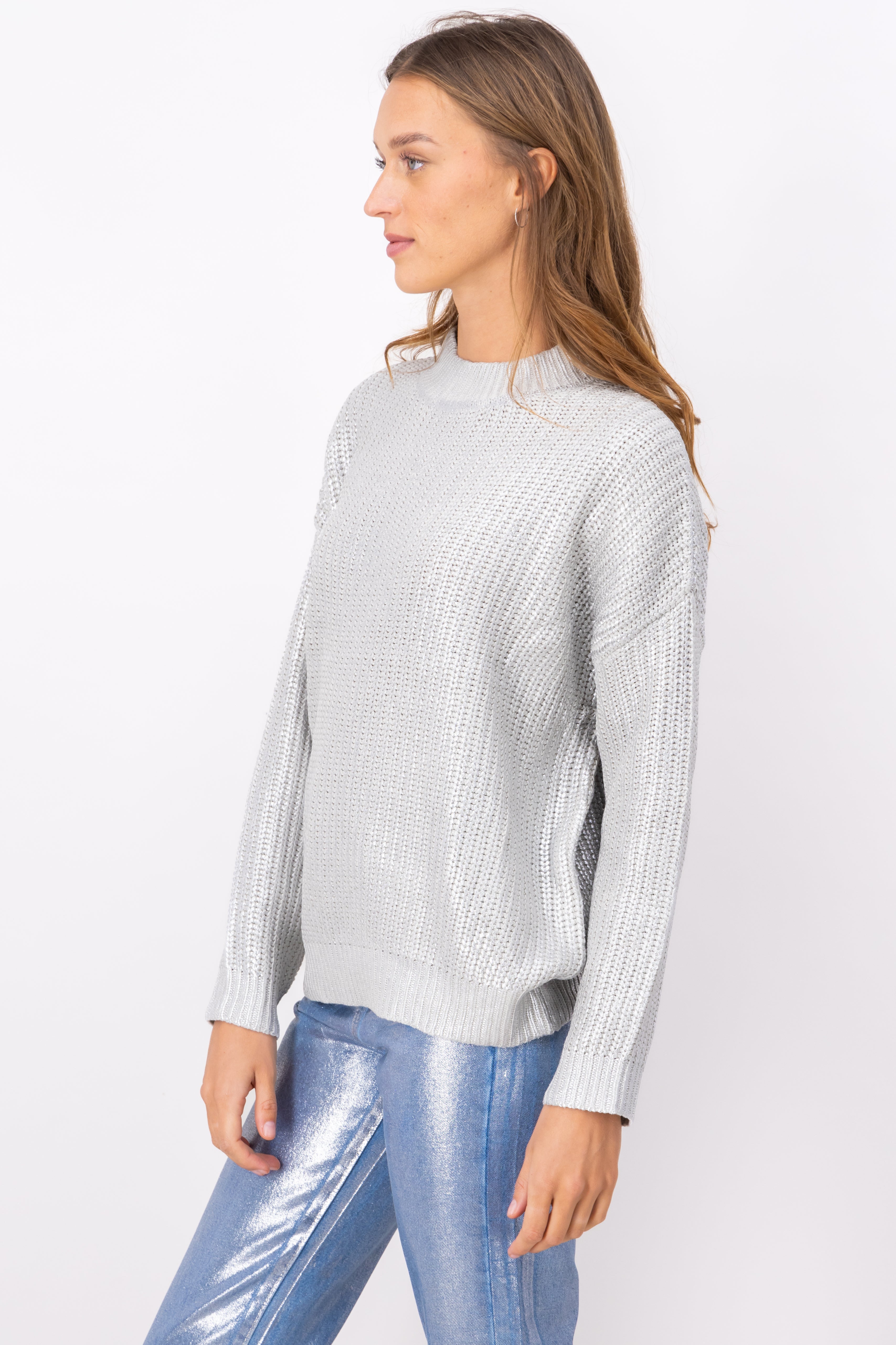 Metallic tissue sweater SILVER