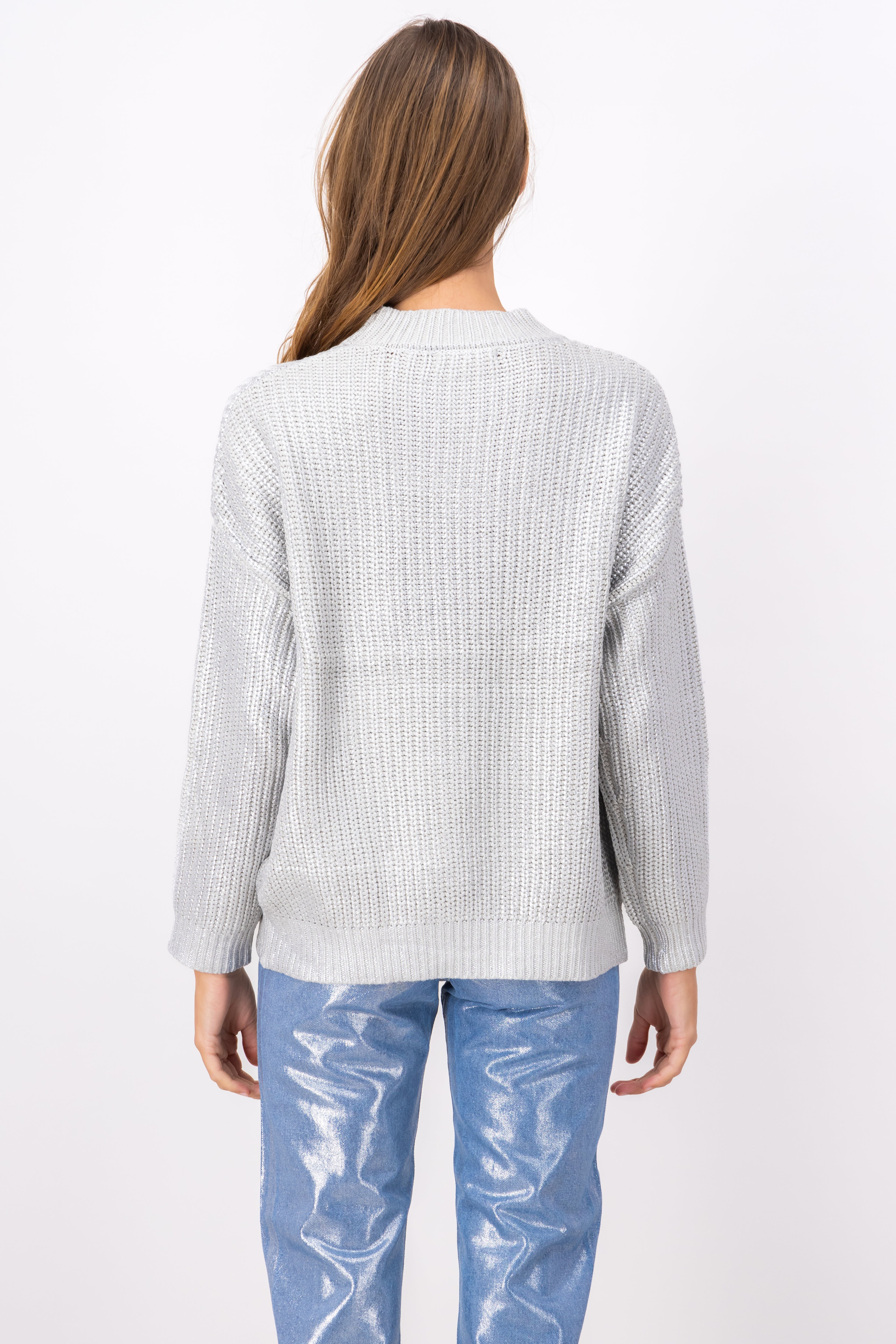 Metallic tissue sweater SILVER