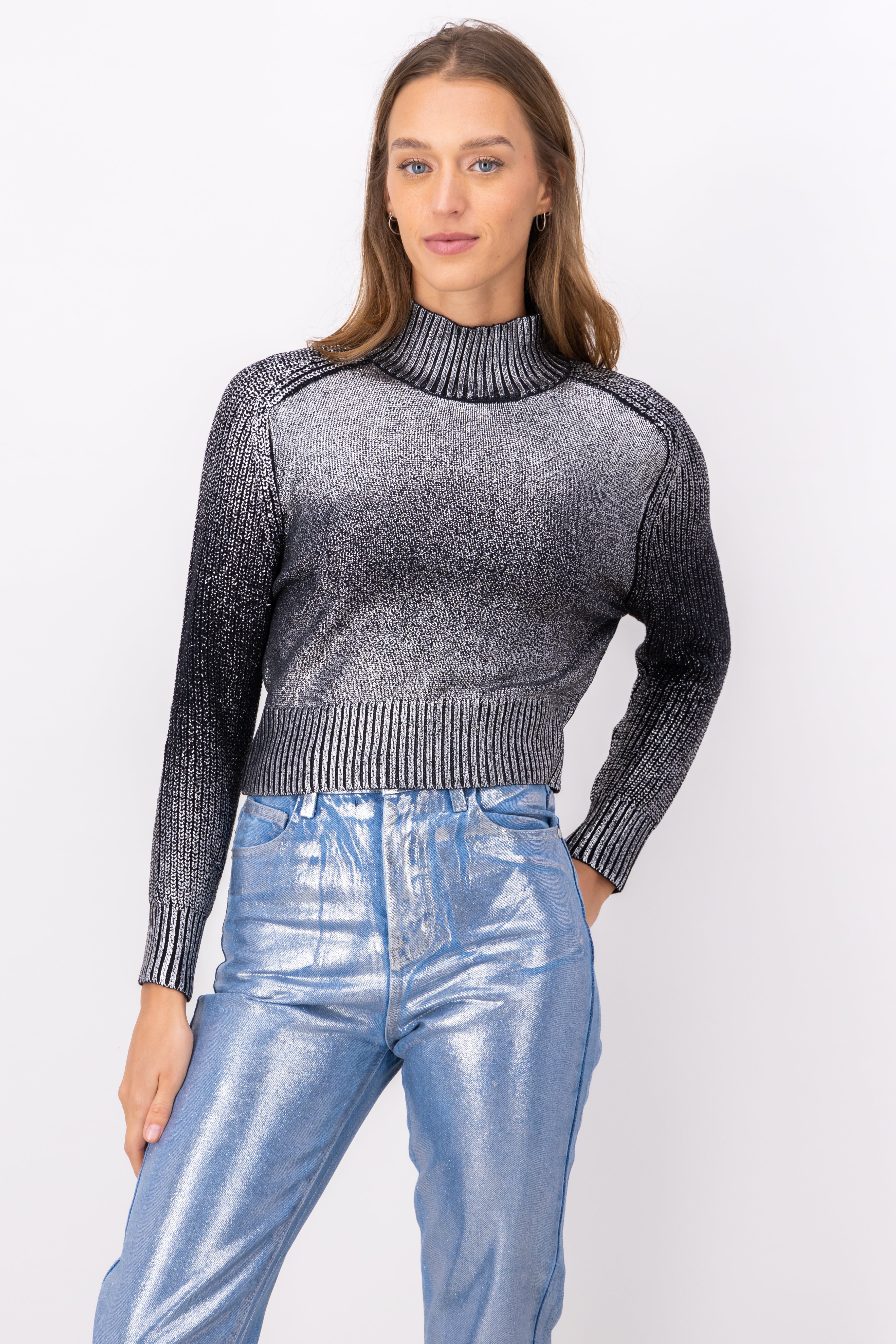 Degraded metallic tissue sweater Combo silver