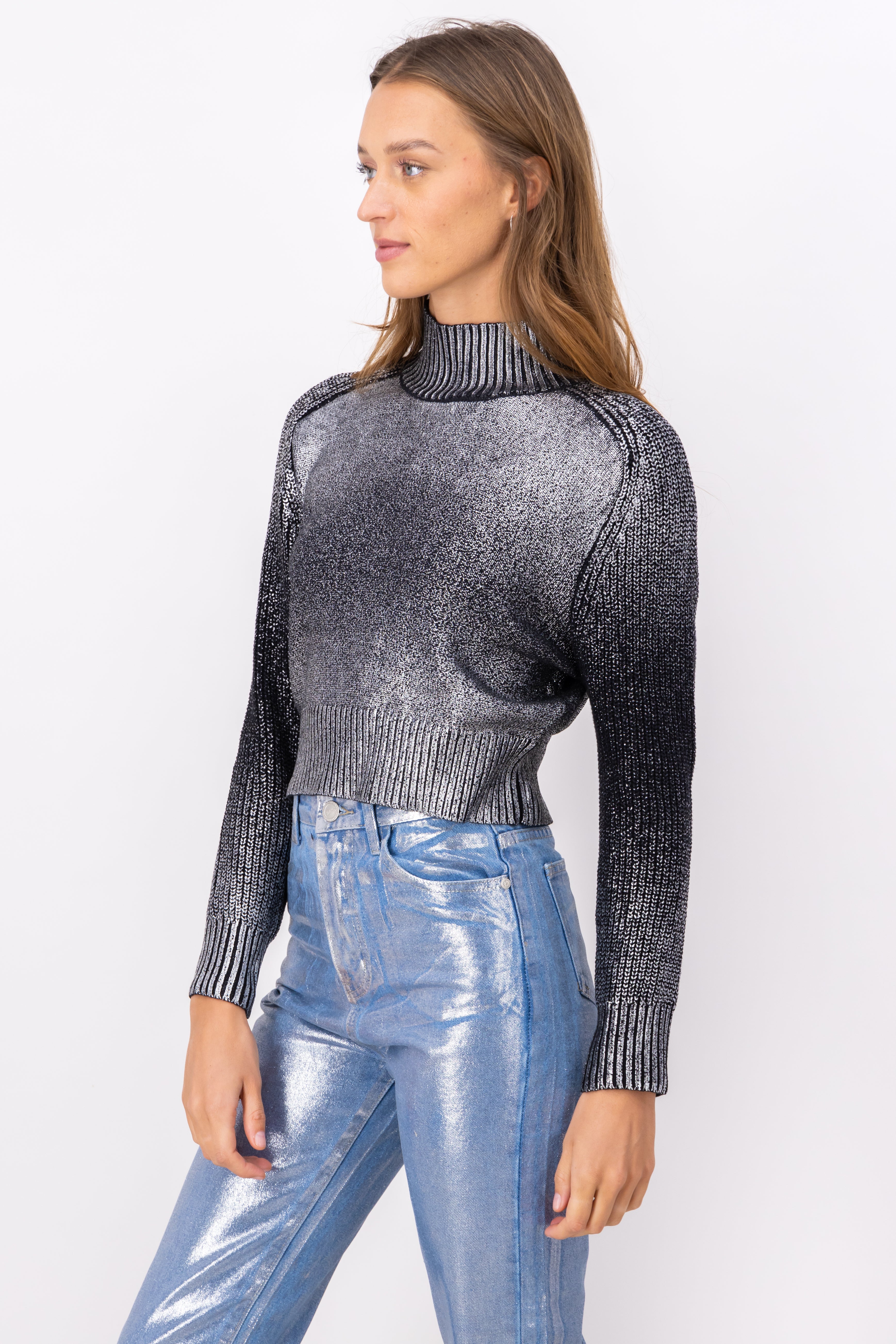 Degraded metallic tissue sweater Combo silver