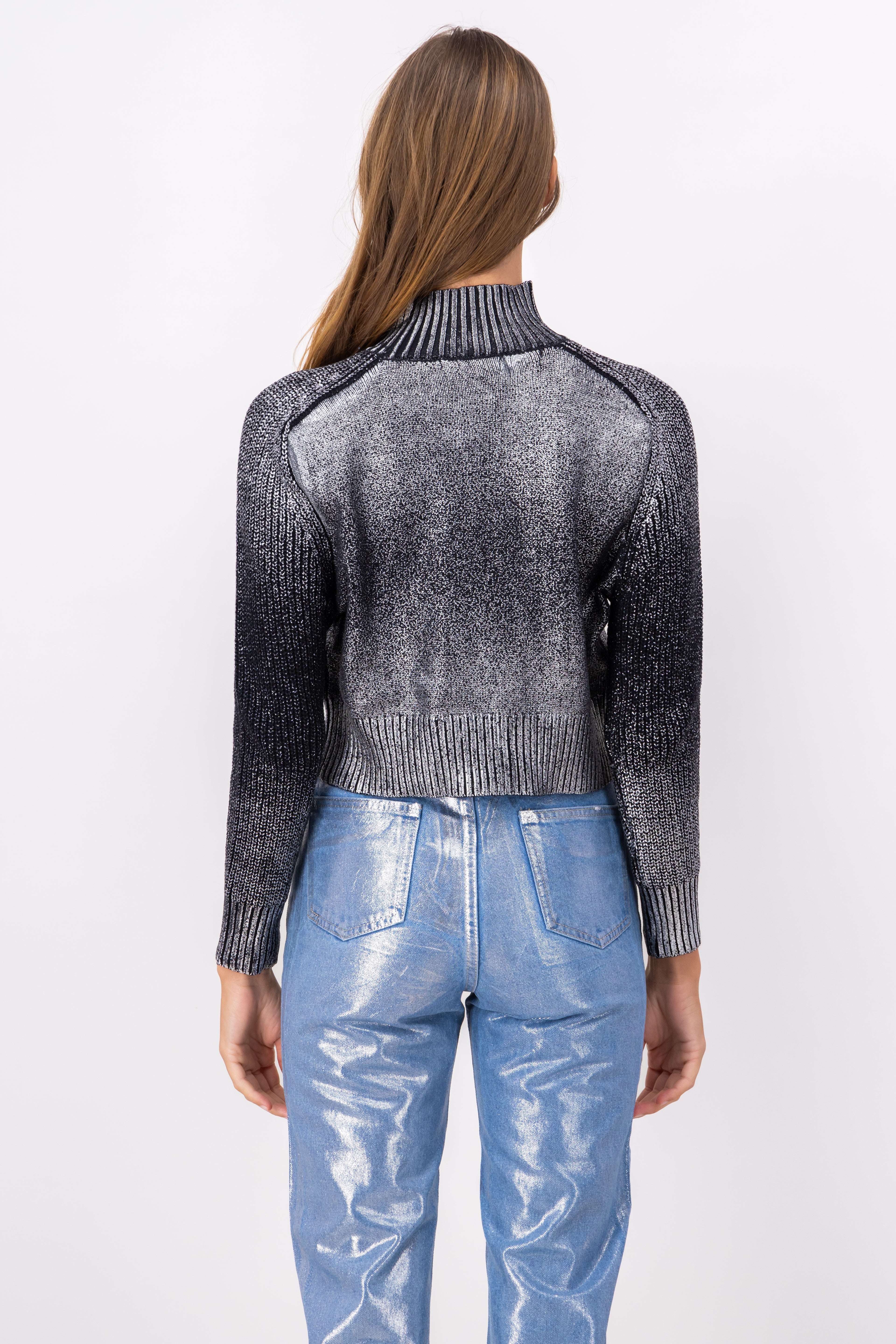 Degraded metallic tissue sweater Combo silver