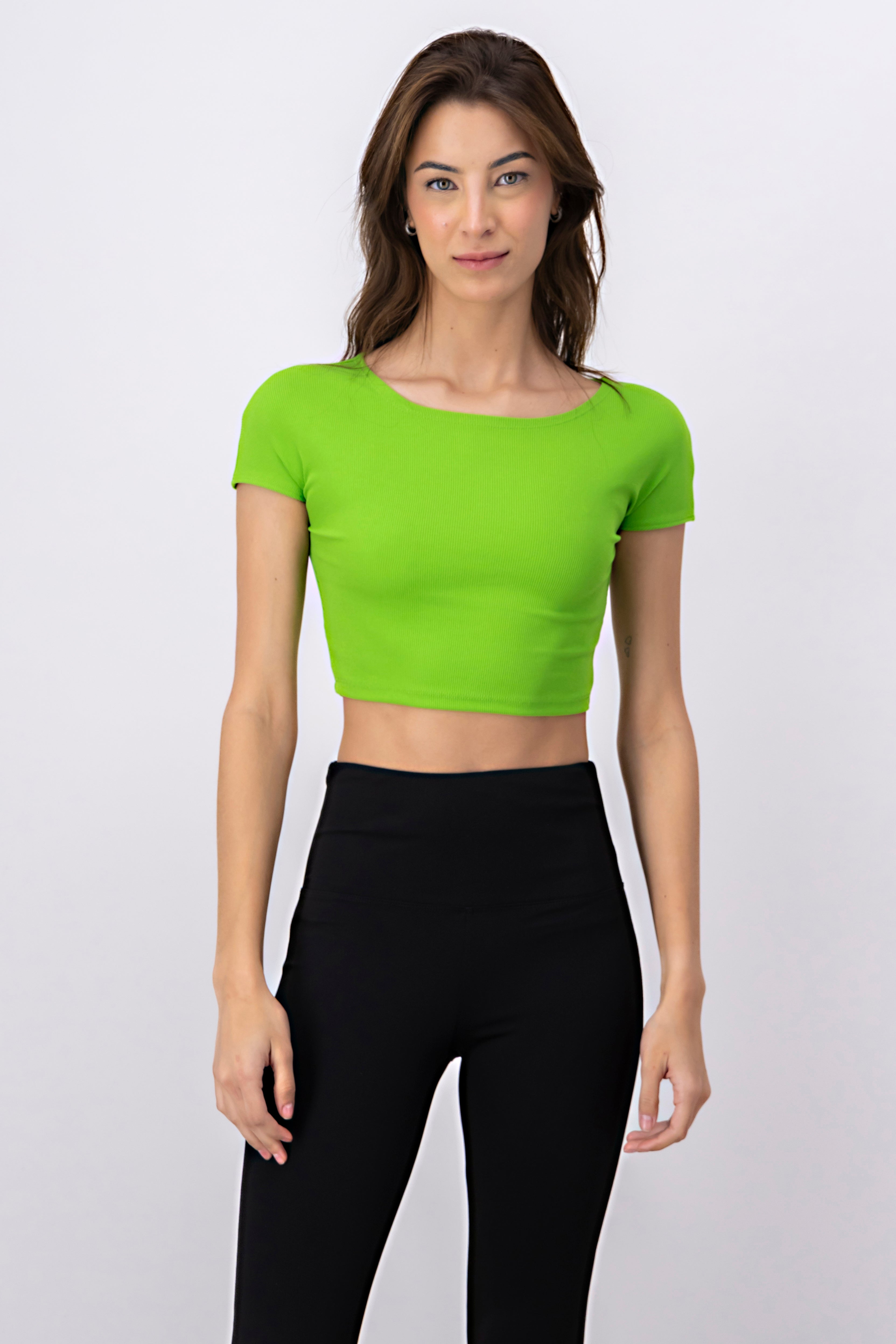 CROP TOP SHORT MANGA RIB GREEN