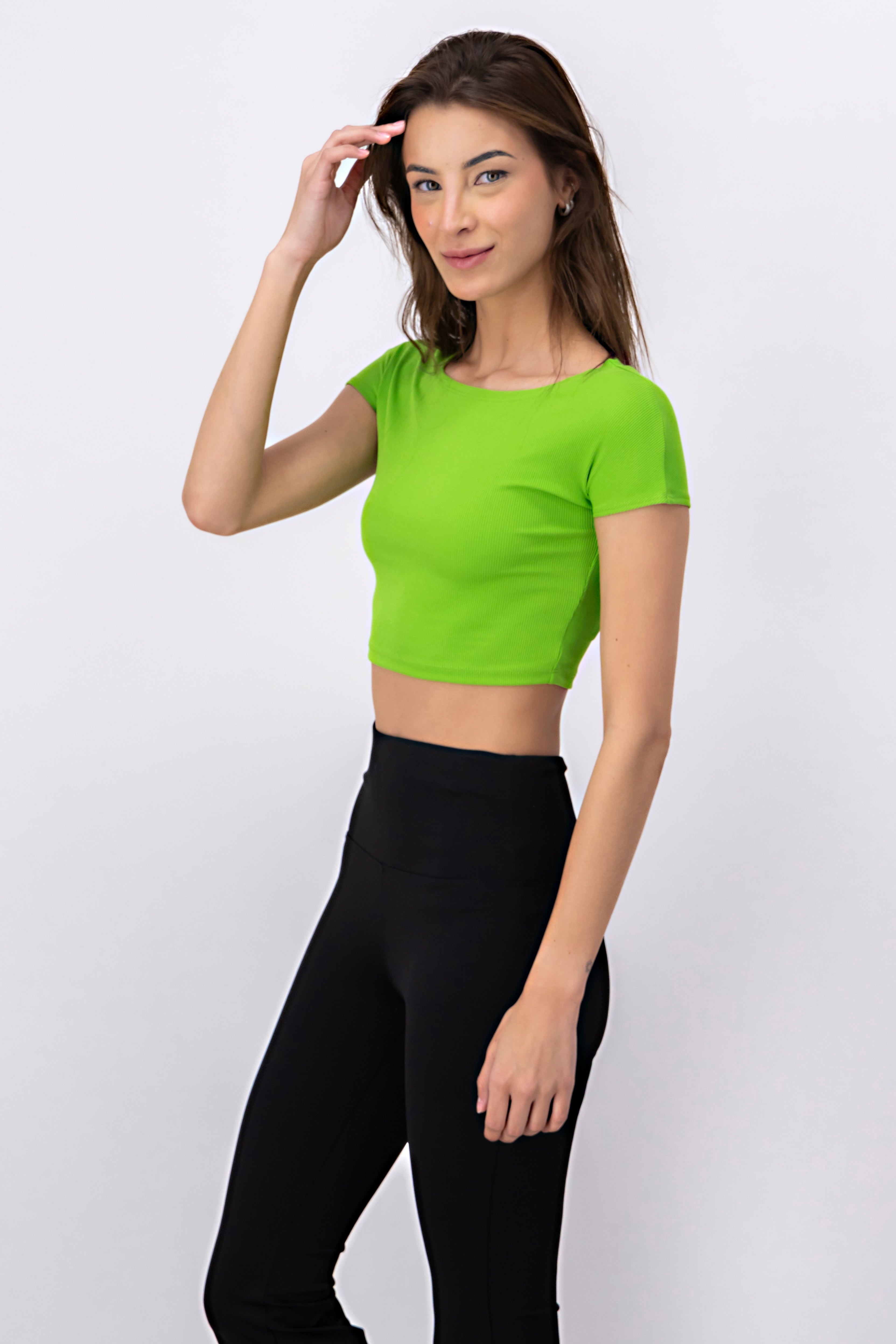 CROP TOP SHORT MANGA RIB GREEN