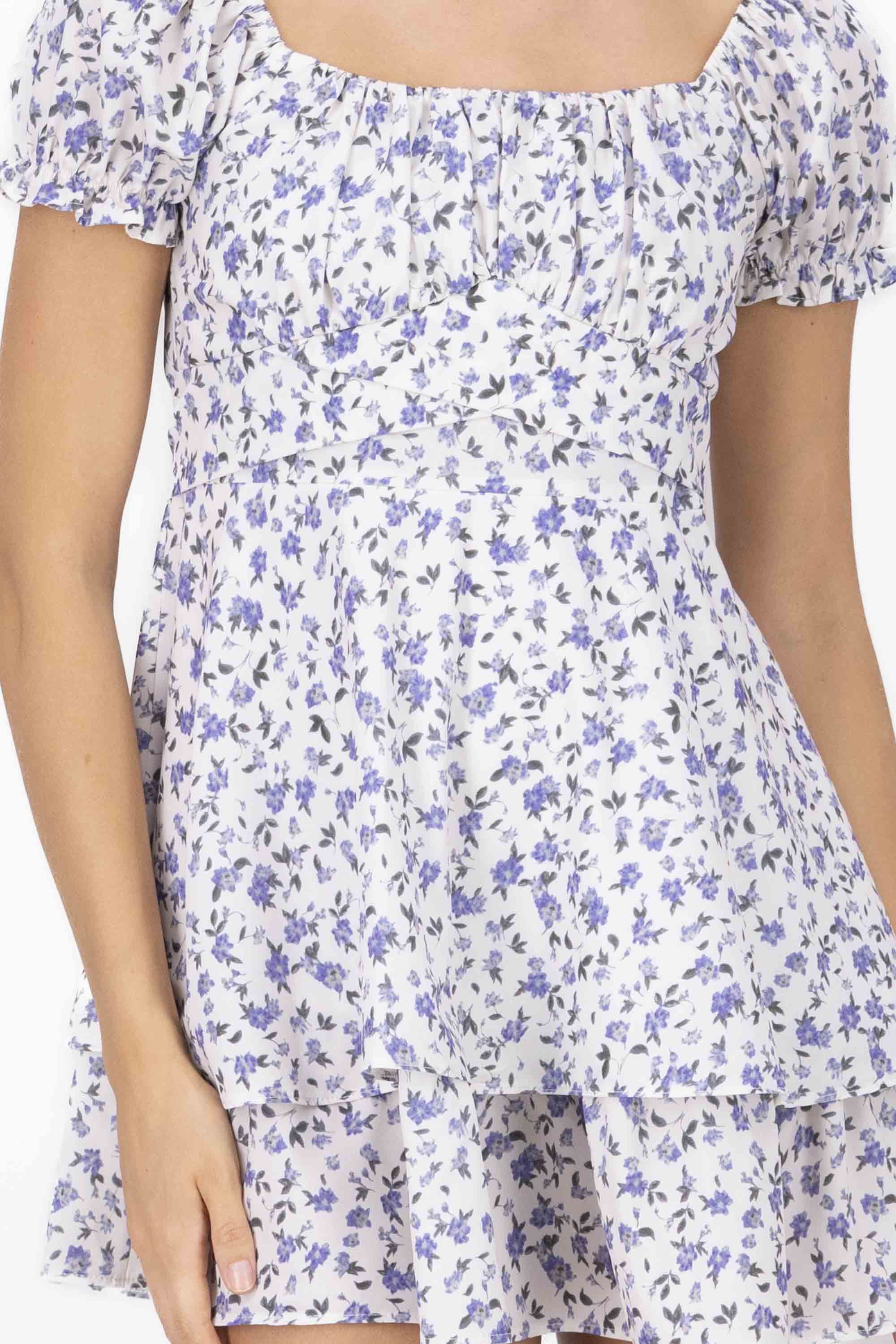 MINI SQUARE MINI DRESS FLORES LILAC