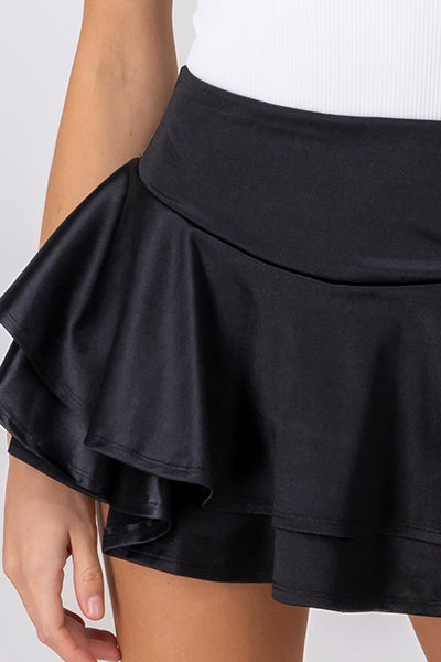 Falda mini satinada olanes NEGRO