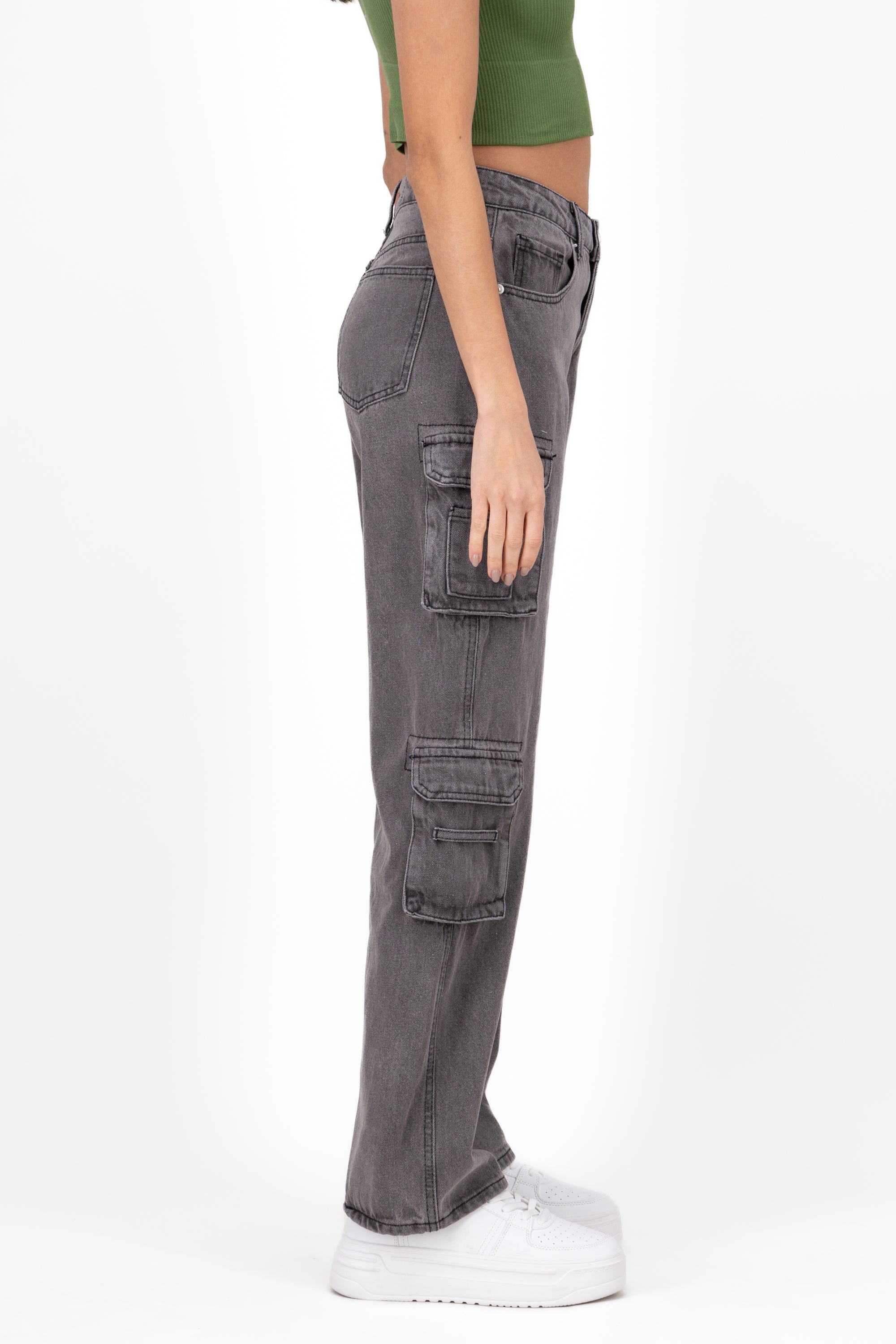 Jeans Cargo Multi Bolsillos GRIS CLARO