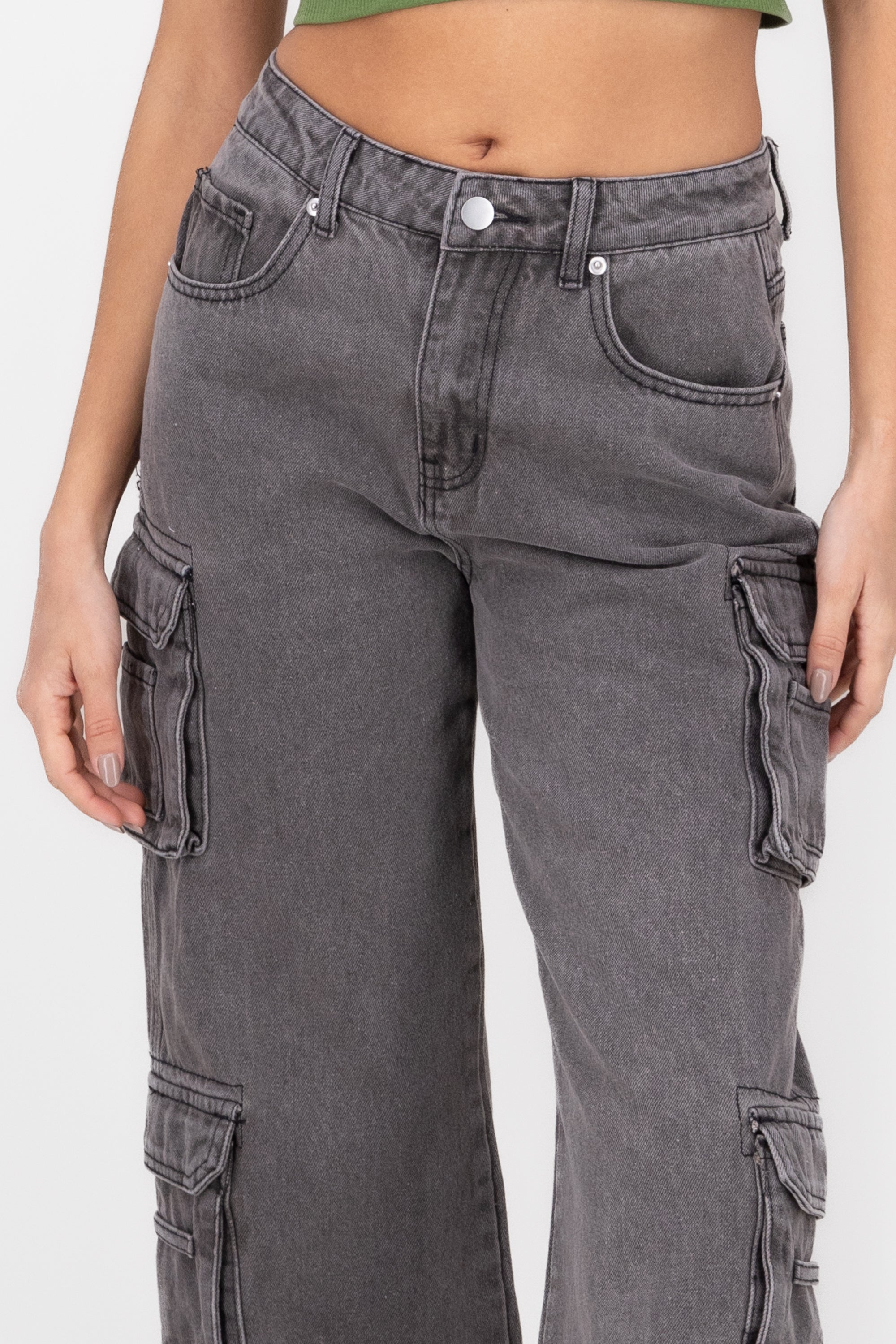 Jeans Cargo Multi Bolsillos GRIS CLARO