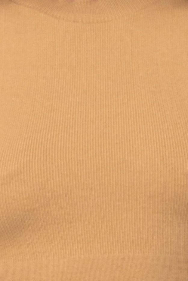 Top Cuello Redondo Liso KHAKI