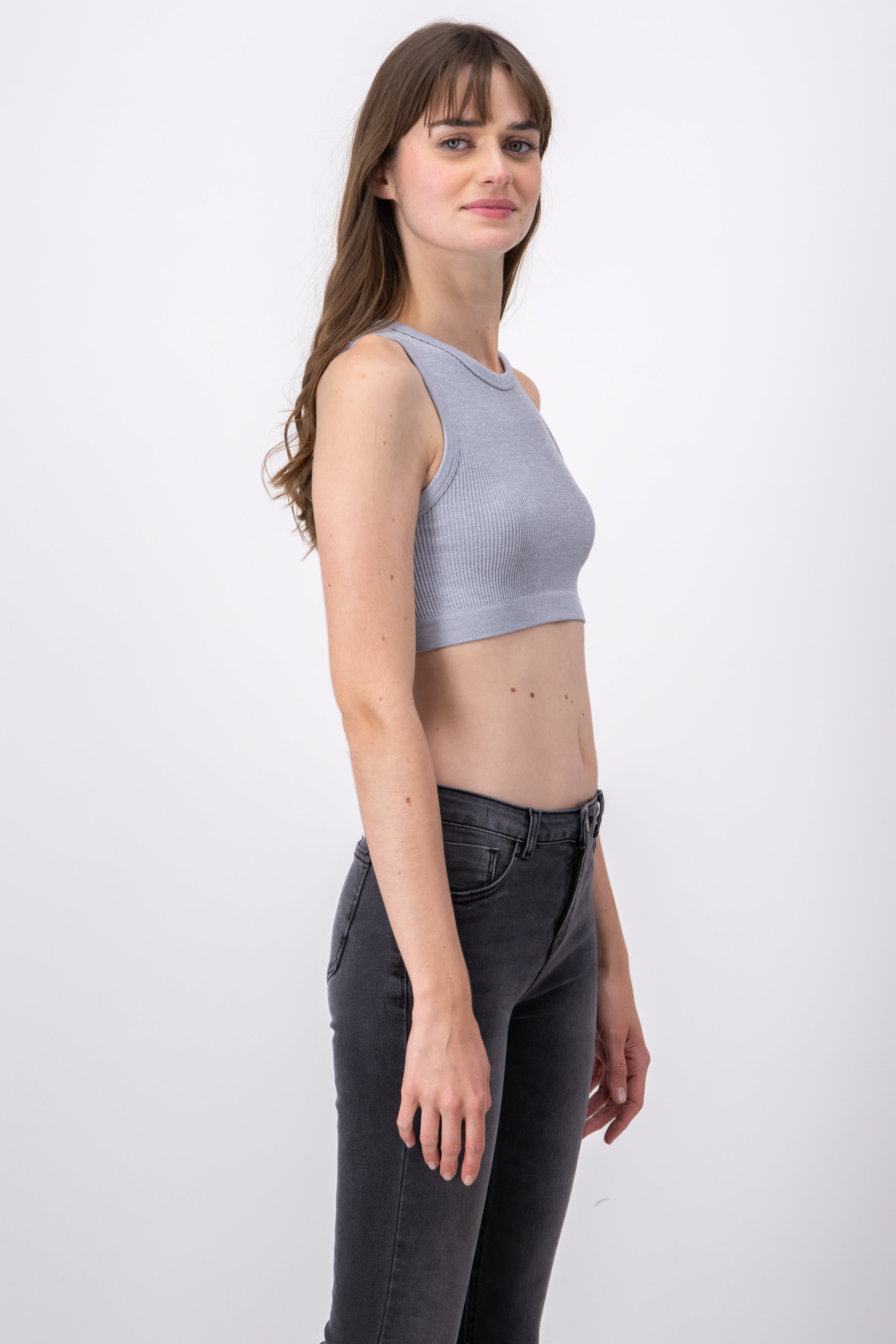 Top Seamless without manga neck round GREY