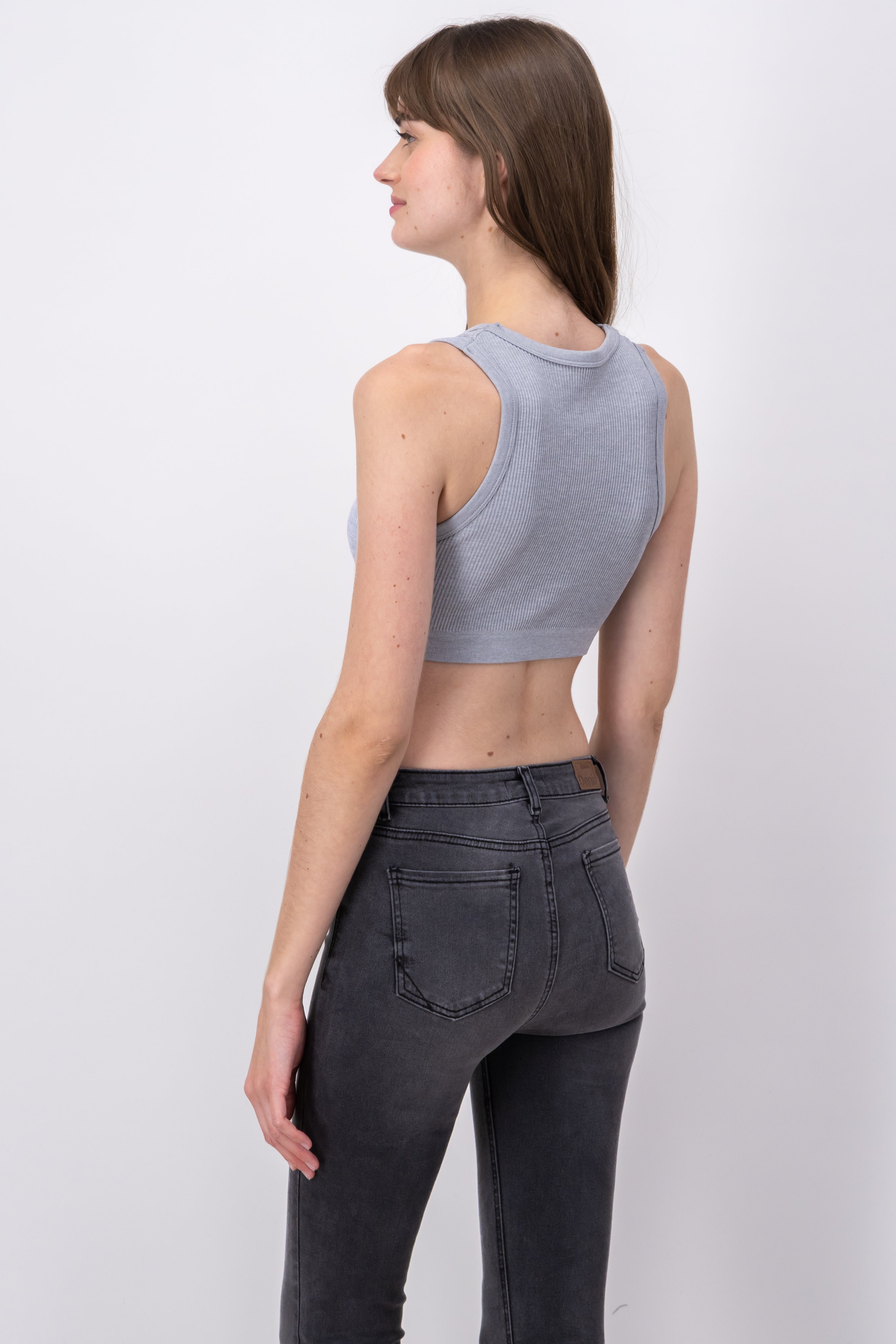 Top Seamless without manga neck round GREY